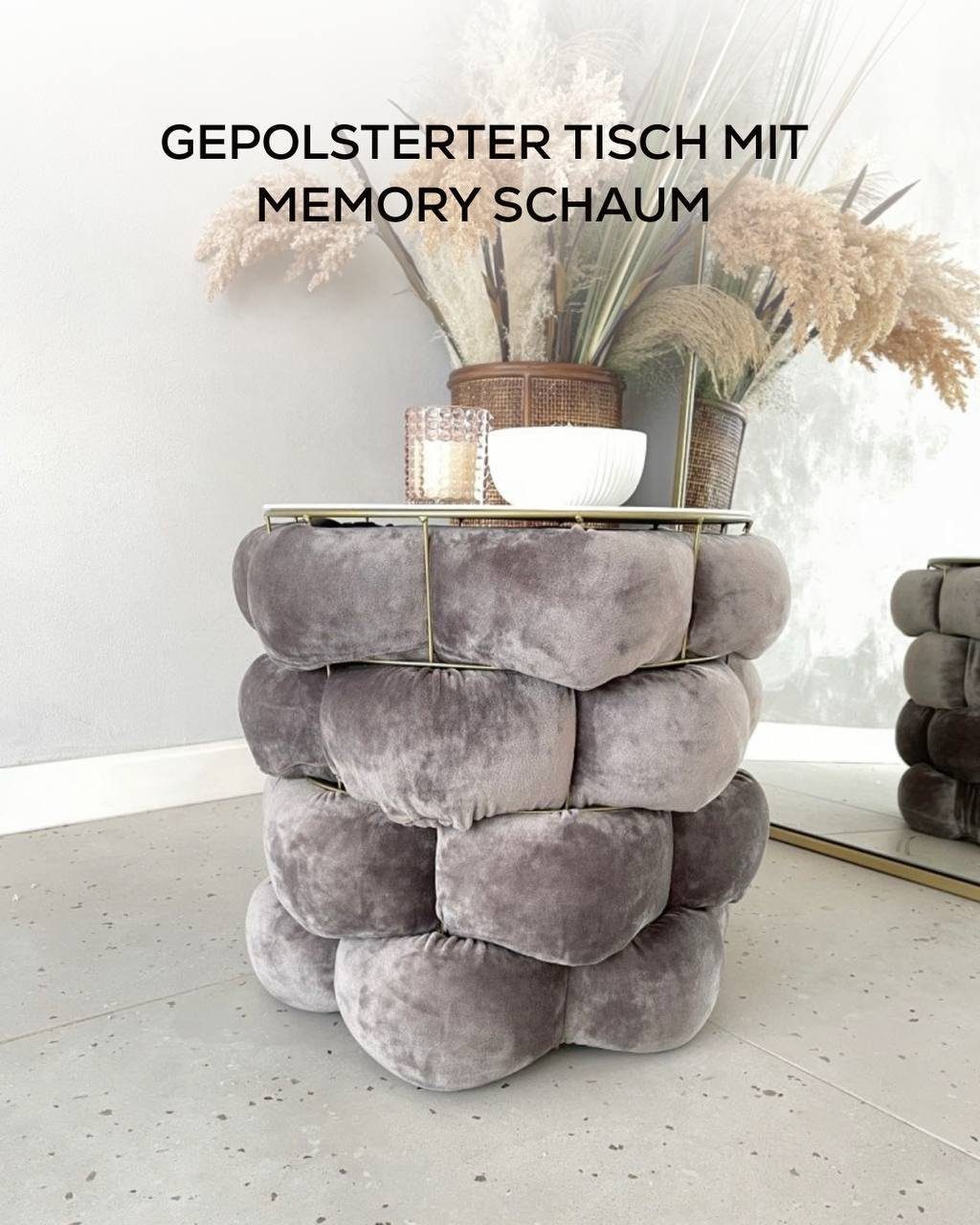 Company Rosa Grau mit Marmor Schaum 40 | STM Marmormuster Memory cm Couchtisch (mit Korbfunktion), Tische Runde