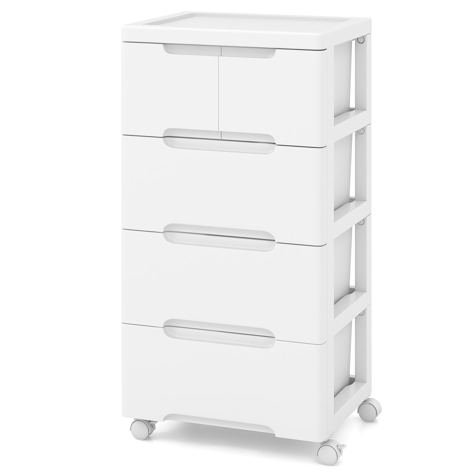 COSTWAY Kommode, Nischenschrank mit Rollen, 7 Schubladen 40x32x114cm