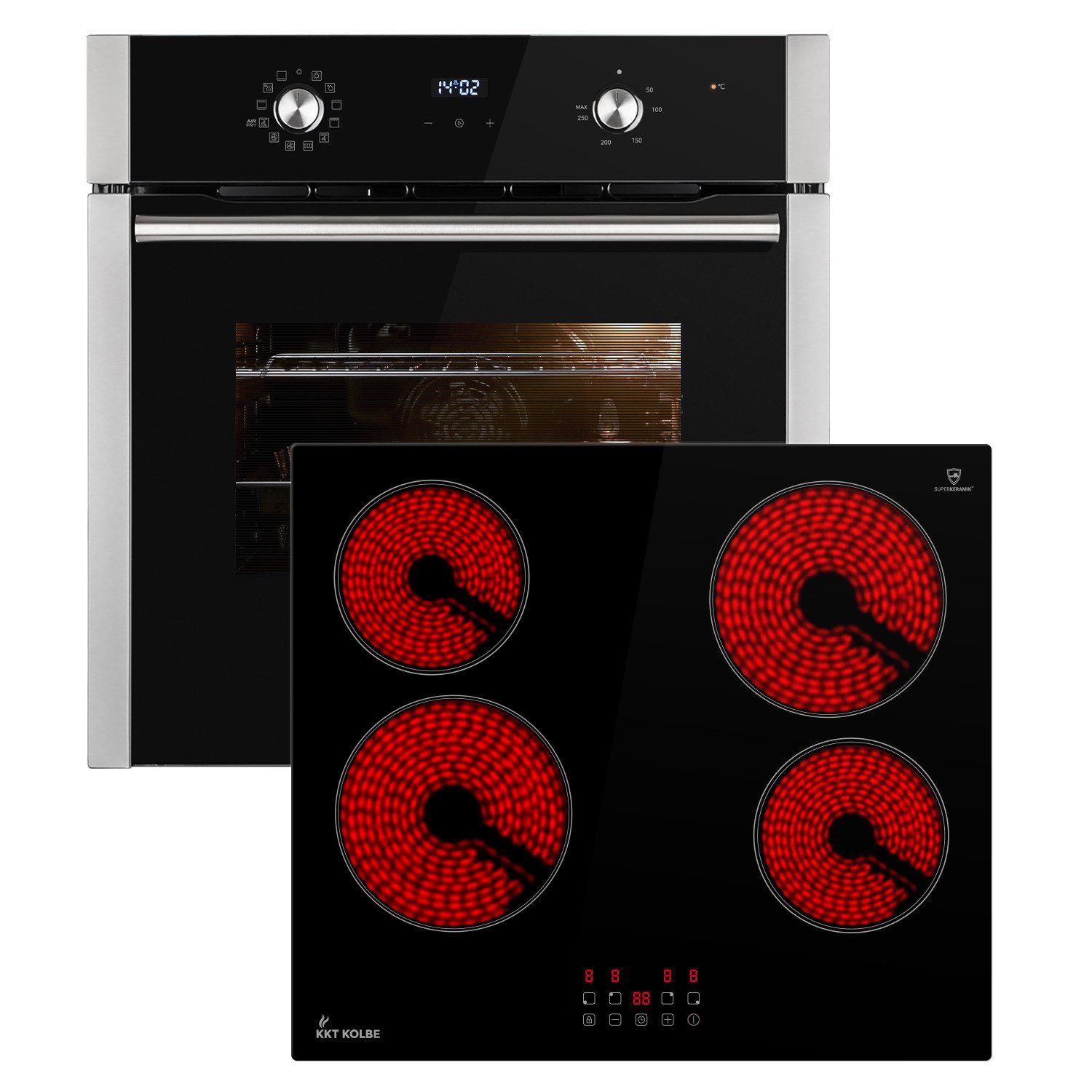 KKT KOLBE Backofen-Set Backofen und Kochfeld SET8810CH5900RL, mit 2-fach Teleskopauszug, Herdset / Heißluft / Einbaubackofen / Timer / Kochmulde