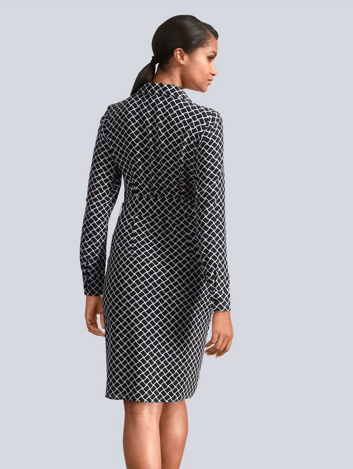 Alba Moda Seidenkleid mit exclusivem Druck in blau