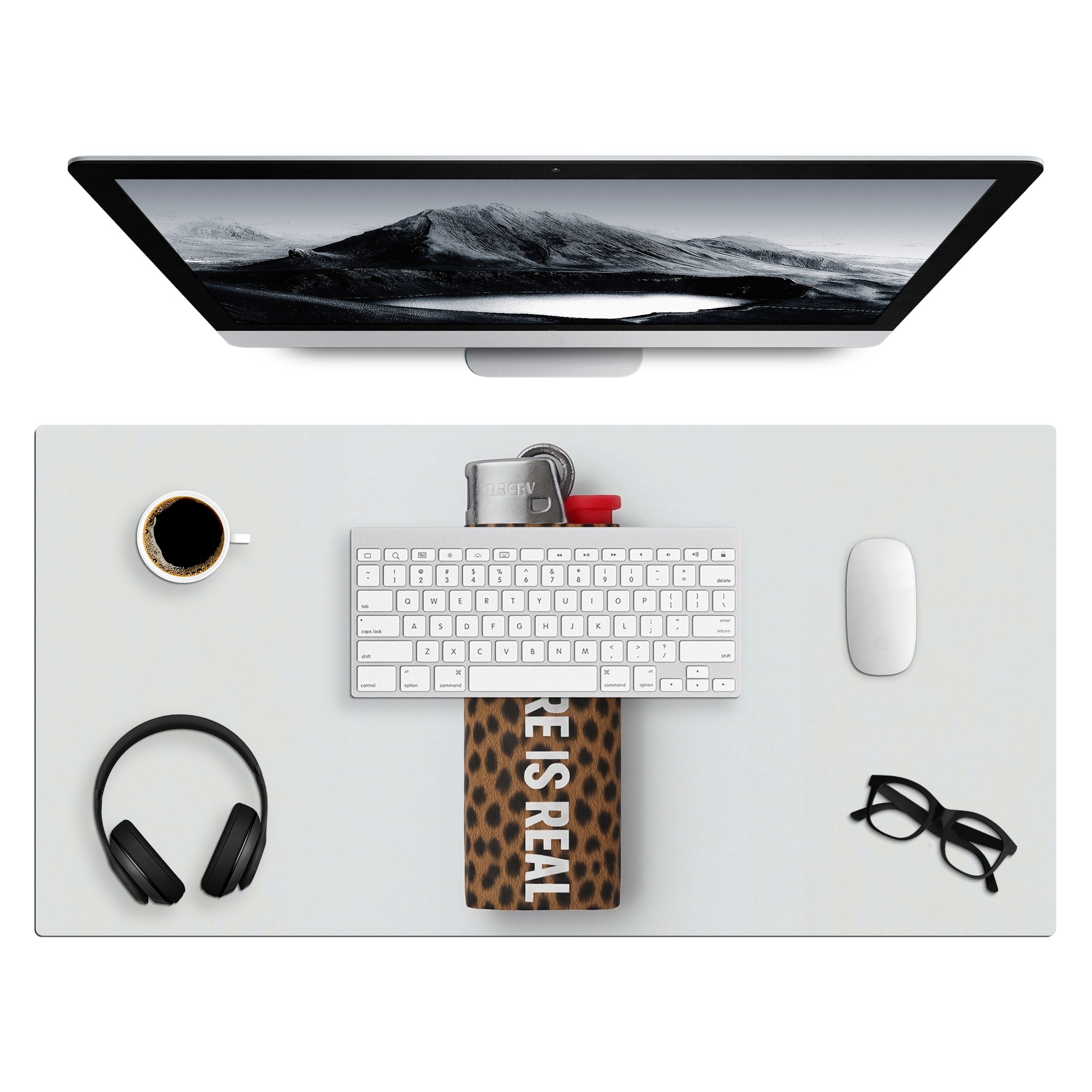 MuchoWow Gaming Mauspad Feuerzeug - Zitat - Panther Druck (1-St), Gaming Mauspad XXL, Schreibtischunterlage, Desk Mat Groß, 80x40 cm