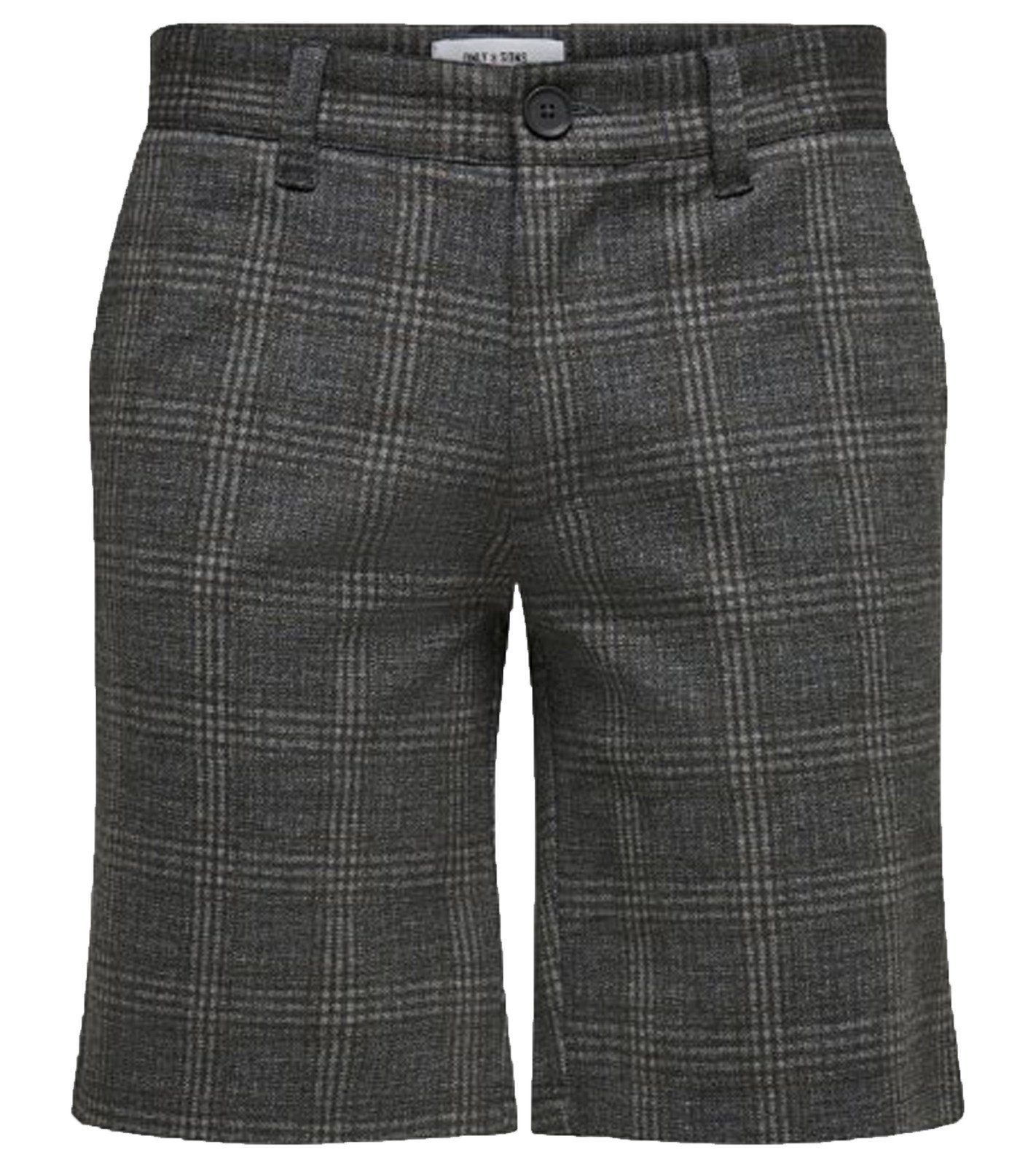 ONLY & & SONS Chino-Shorts SONS Mark Bermudas ONLY Grau Print Business-Bermuda Herren