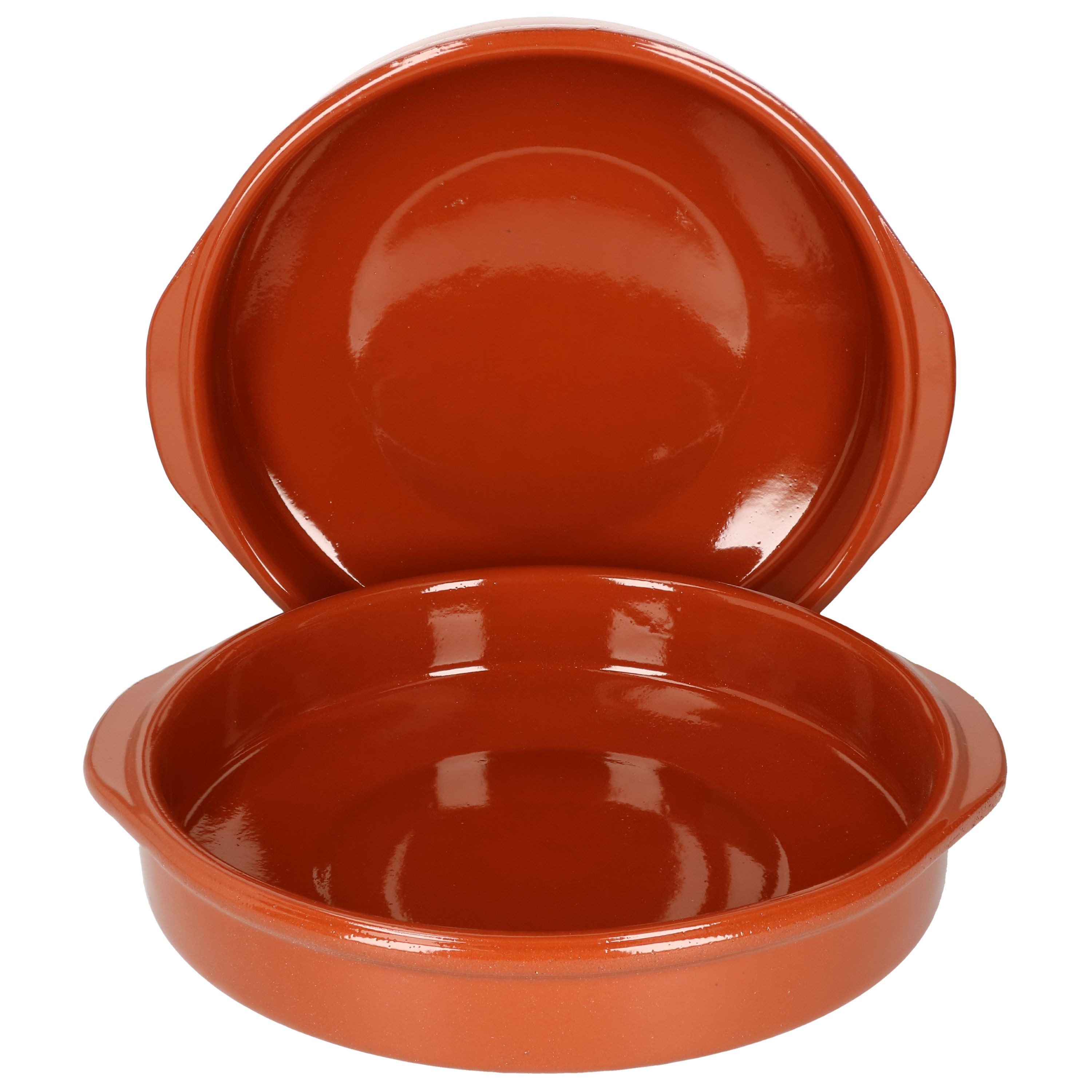 MamboCat Tapas-Schale 2er Set Cazuela Bernd XXL Ø 25,5cm Tonschalen mit Griffen, Ton