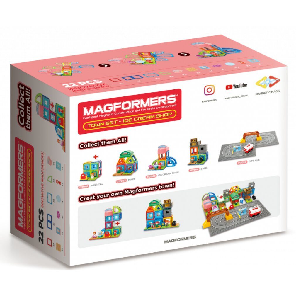 MAGFORMERS Town Süßwaren 22 Stück Magnetspielbausteine, (Packung)
