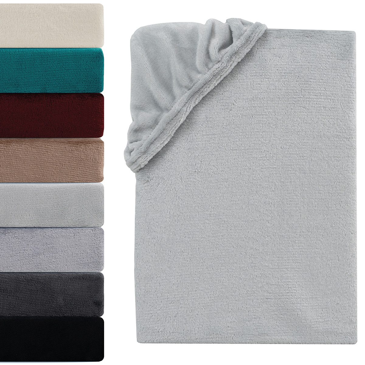 Visaggio Spannbettlaken Cashmere Touch Winter Spannbetttuch Super Soft Bettlaken, Nicki, Gummizug: rundum, Flauschig warmes Teddyplüsch, Einfarbig
