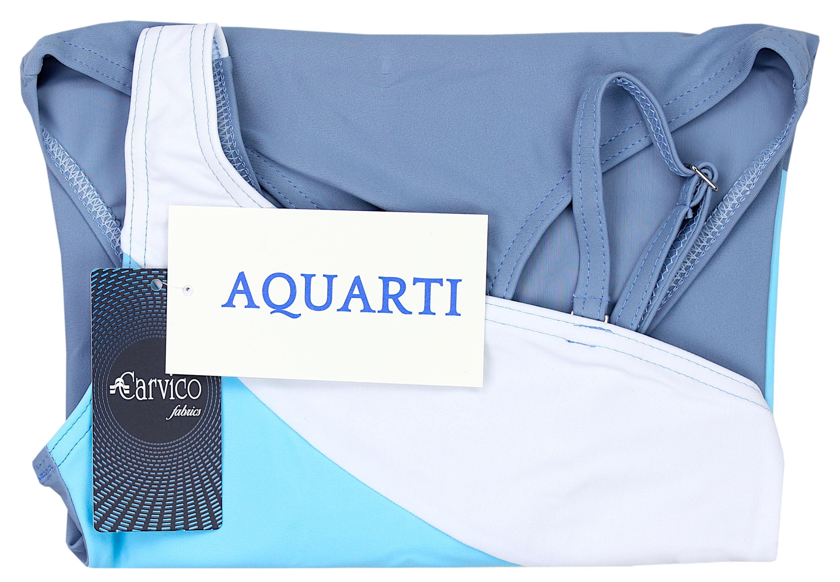 Aquarti Badeanzug Aquarti Mädchen Badeanzug Weiß / mit Grau 032A Blau Streifen Spaghettiträgern 