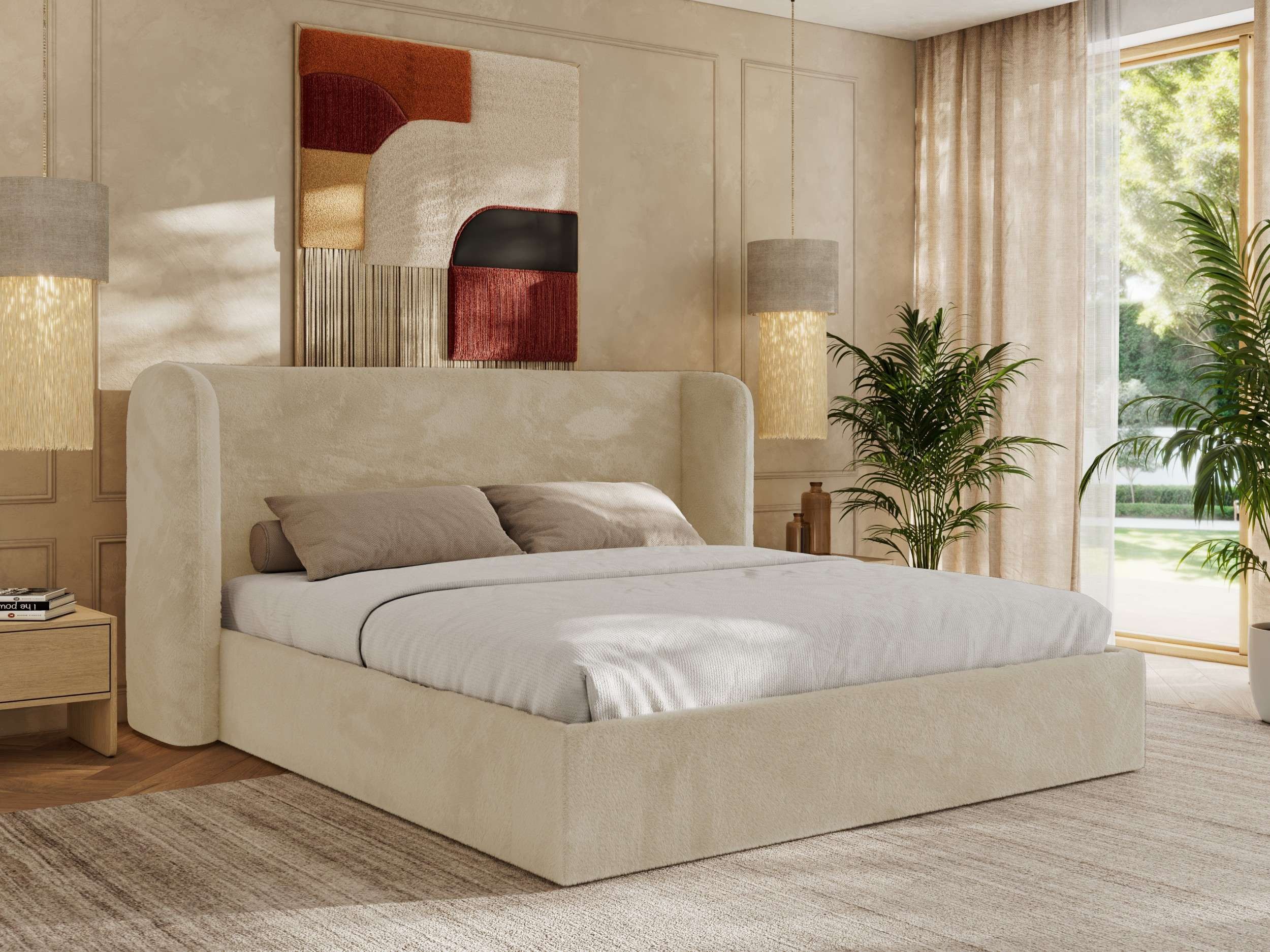 MKS MÖBEL Polsterbett EMORA CLASSIC (Bett, Doppelbett mit Lattenrost, ohne/mit Matratze), Kopfteil 111 cm, 140-200 cm