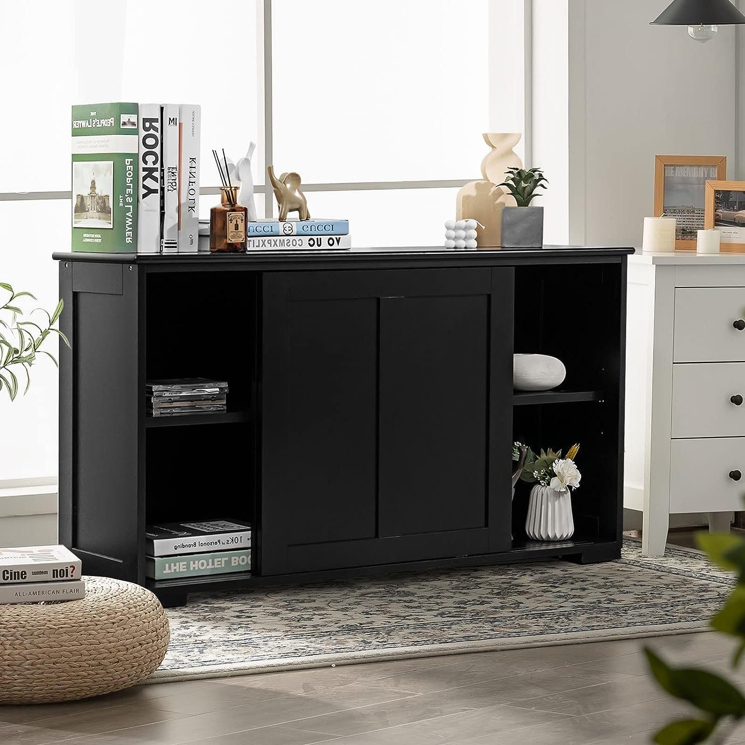 KOMFOTTEU Sideboard Küchenschrank Wohnzimmerregel, Unterschrank mit Schiebt günstig online kaufen
