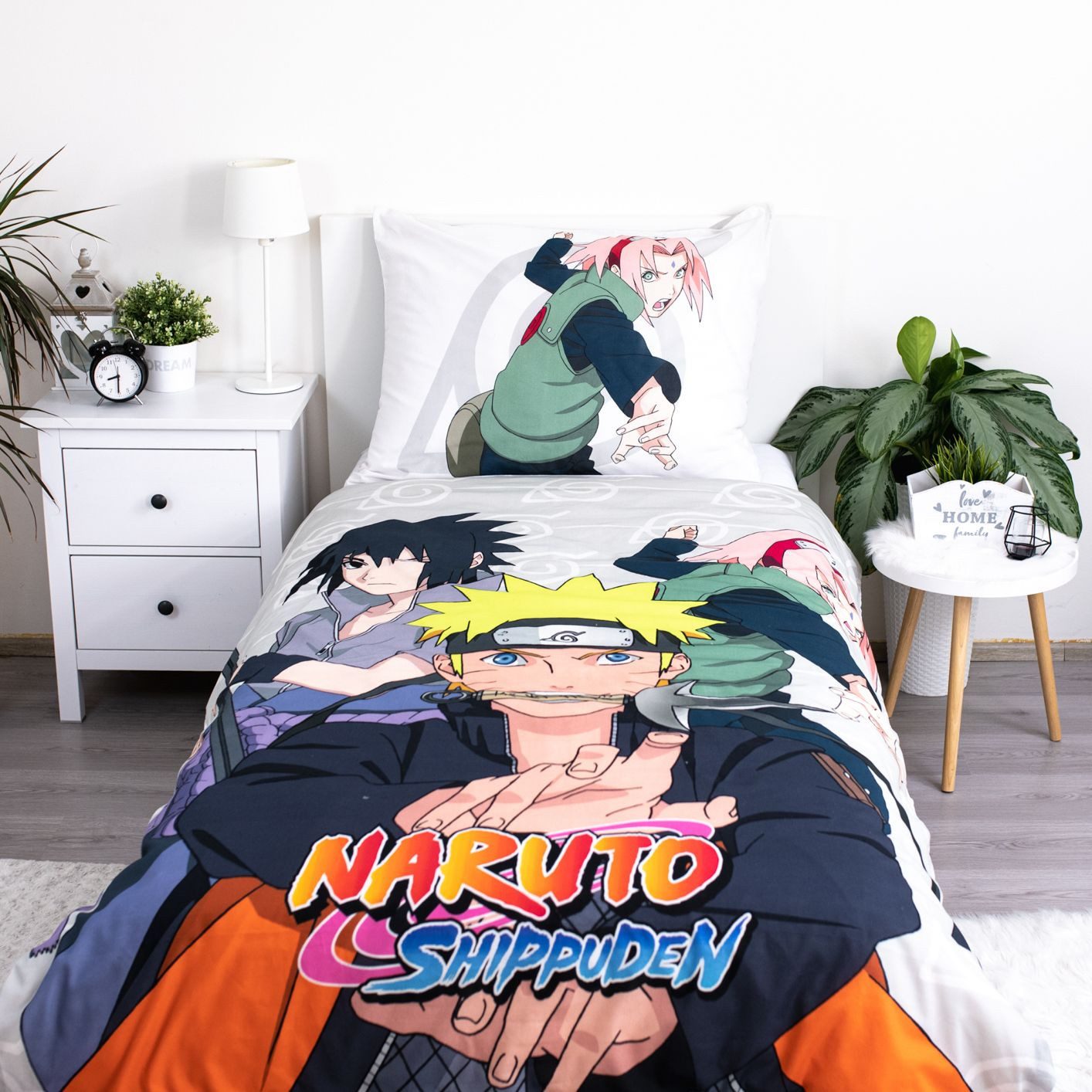 Naruto Bettwäsche Bettwäsche Naruto, Wende-Bettbezug, 2-tlg, Baumwolle 140x200 + 70x90, Baumwolle, 2 teilig, Wendbar mit 2 Motiven, Offiziell lizenziertes Design
