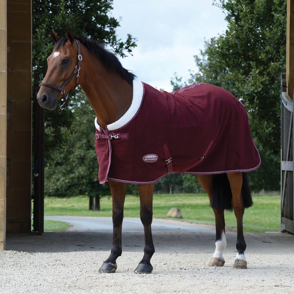 Pferde-Abschwitzdecke Weatherbeeta Sherpa Fleece Cooler Standard - maroon/white