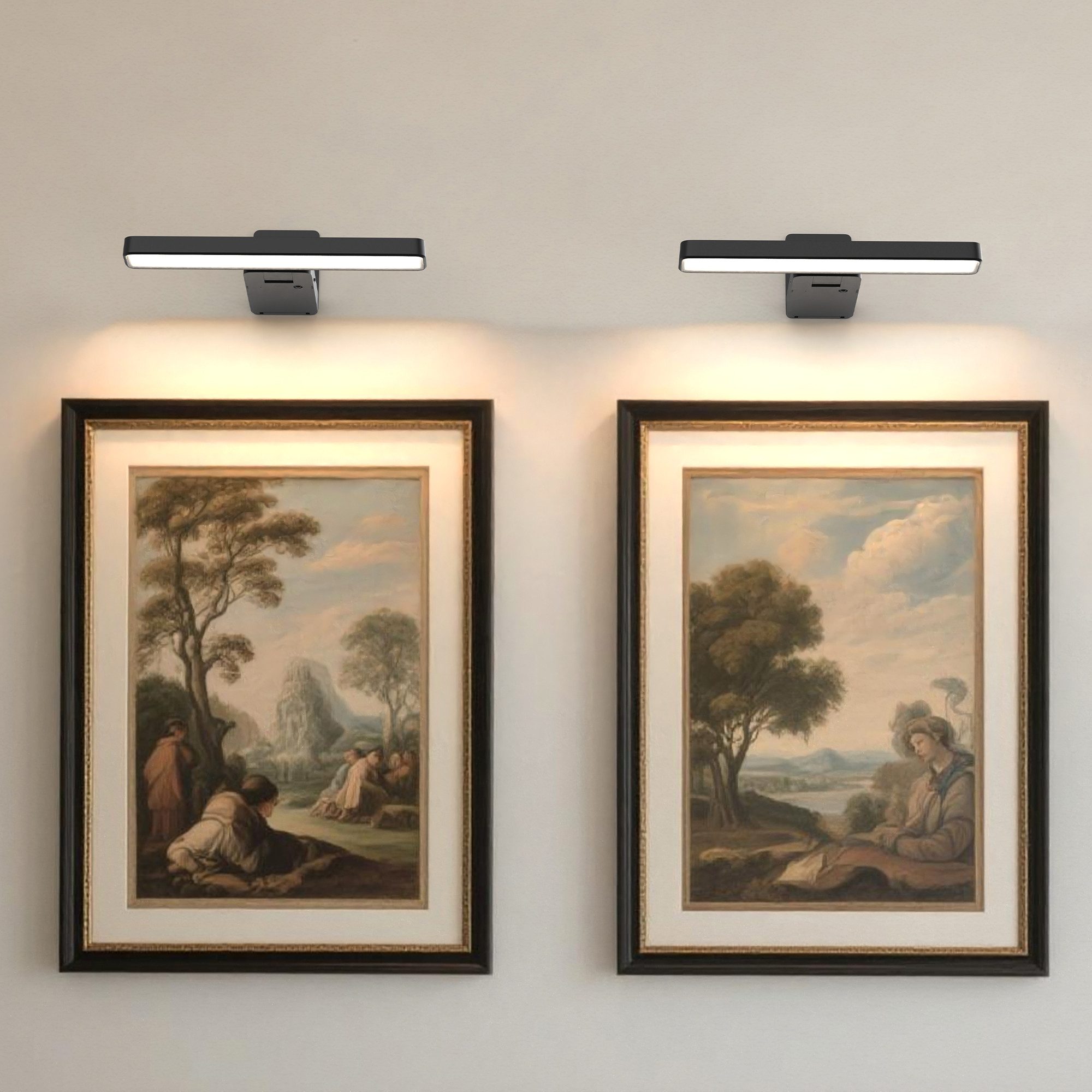 LOHAS-LED LED Bilderleuchte 2er Set, aufladbar kabellos mit 3000 mAh Akku, LED fest integriert, Warmweiß, Tageslicht, Kaltweiß, 1,2W 3CCT stufenlos dimmbar, Touch + Fernbedienung mit Timer