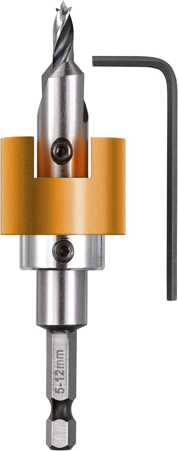 kwb Bohrer- und Bit-Set HSS HH-Bohrer TFS+SE E6.3 5mm, Hartholzbohrer Ø 5 mm aus HSS-M2 mit Senker, verstellbarem Tiefens