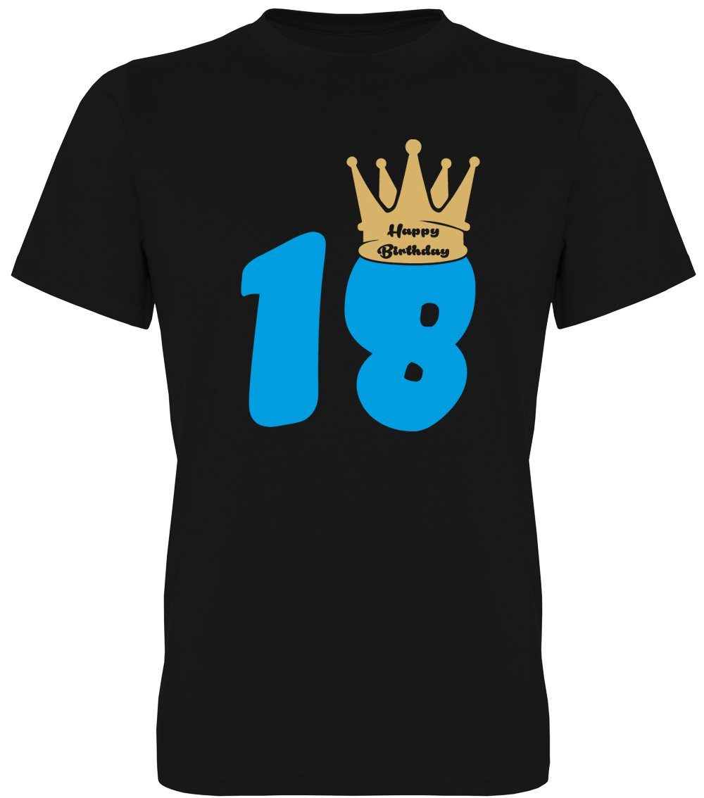 Ggraphics TShirt 18 Happy Birthday mit Krone Herren TShirt, mit