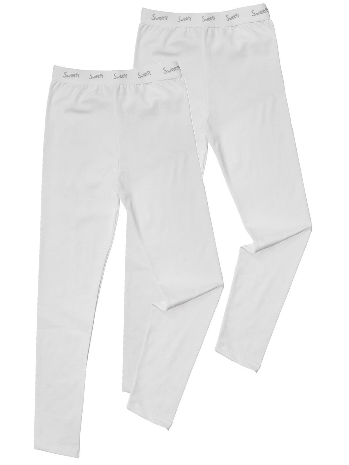 Lange 2-St) (Spar-Set, hohe Kids Single Markenqualität Sweety Jersey Unterhose for weiss Sparpack Mädchen Leggings 2er