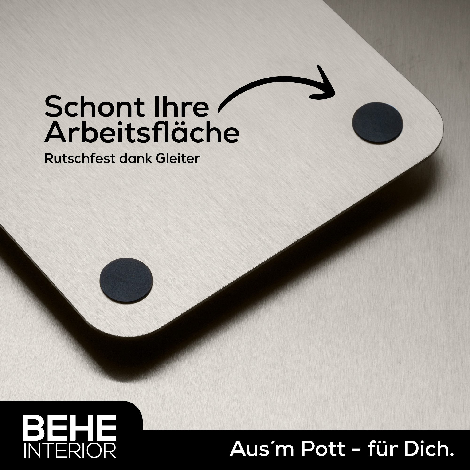 BEHE Interior Schneidebrett 100% Titan Schneidebrett - Titanium cutting board, (1 Schneidebrett), 00% Reintitan · Spülmaschinenfest · Antibakteriell · 30x21cm – Bild 4 von 5