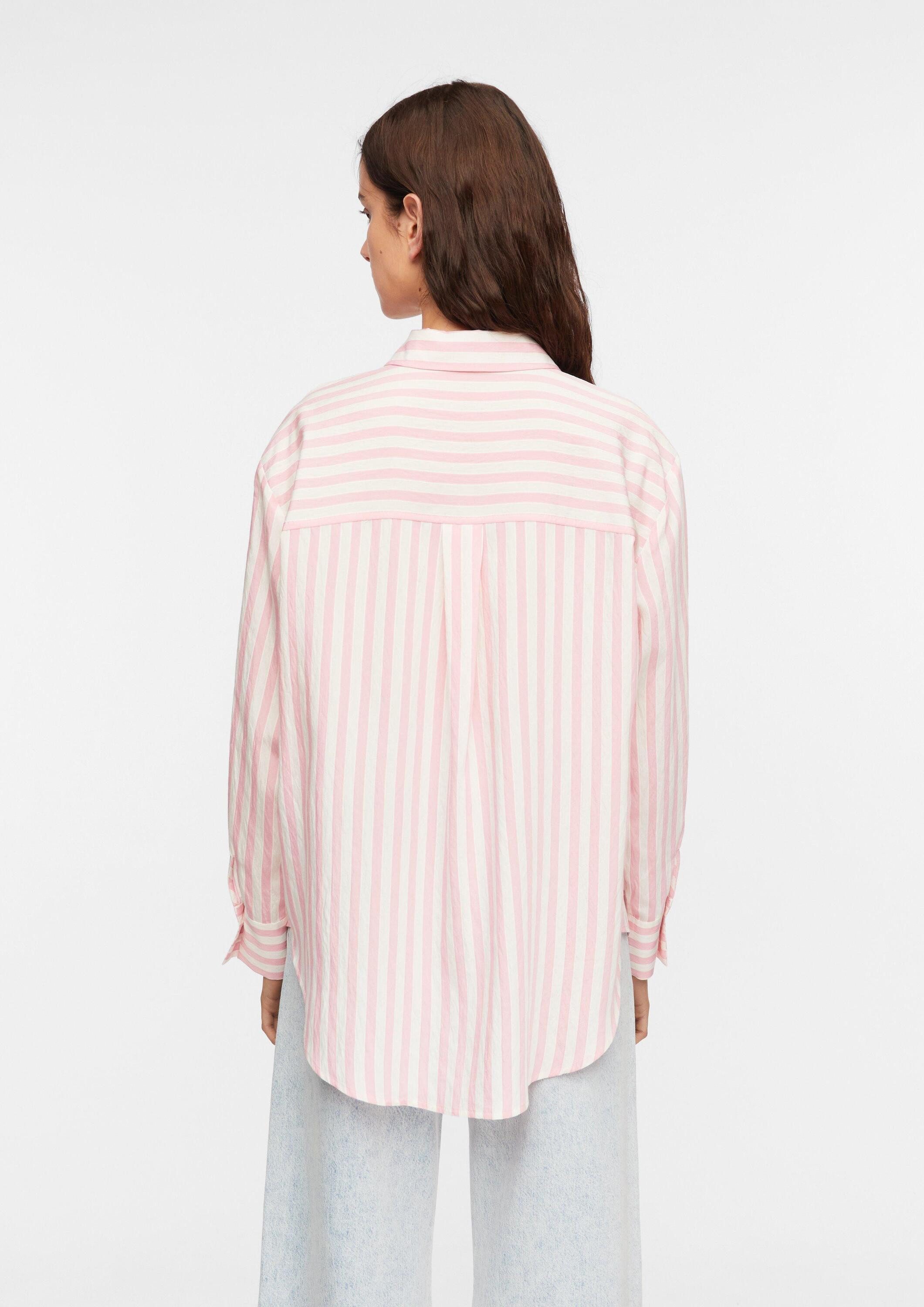 comma Langarmbluse Bluse Leichte Streifen-Bluse aus Viskosemix