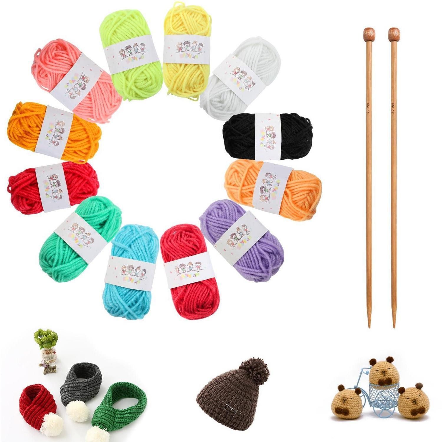 LuxusKollektion Stricknadeln Strickset für Anfänger 14-teilig mit Bambusnadeln, 1 St.