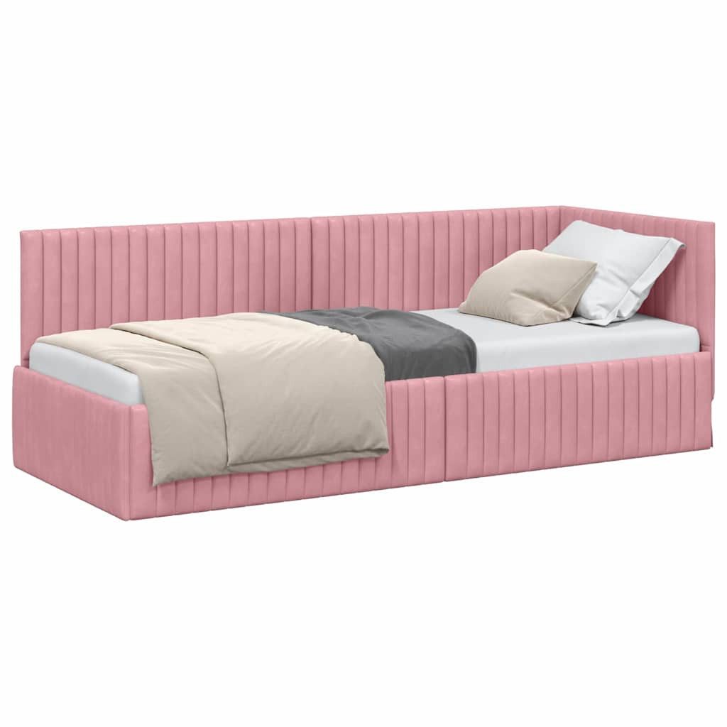 vidaXL Bett Eckbettgestell mit Kopfteil Rosa 80 cm x 200 cm Samt (1-tlg) günstig online kaufen