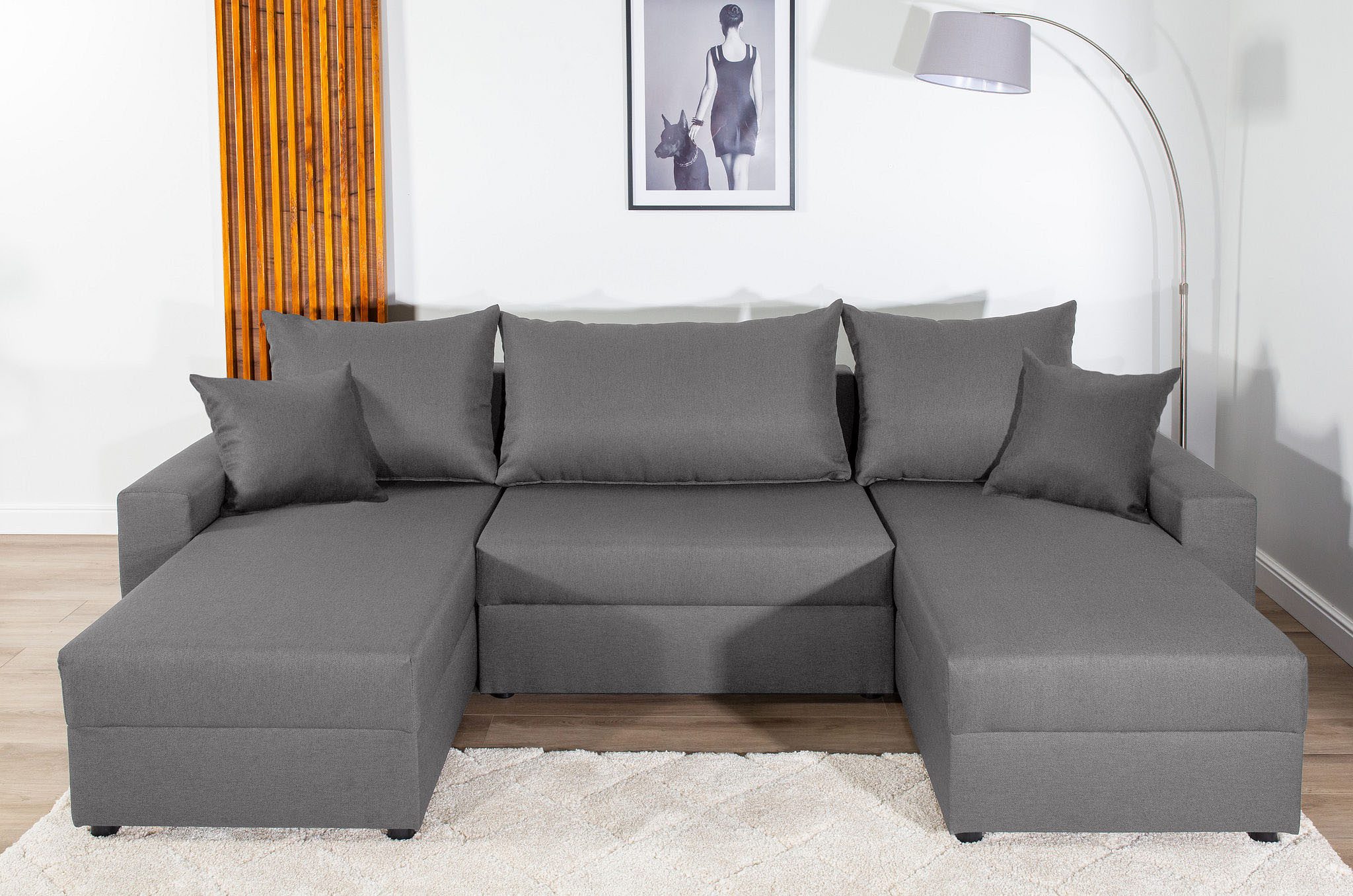 COLLECTION AB Wohnlandschaft Pico U-Form, B: 252 cm, Schlaffunktion, Bettkasten & 2 Zierkissen
