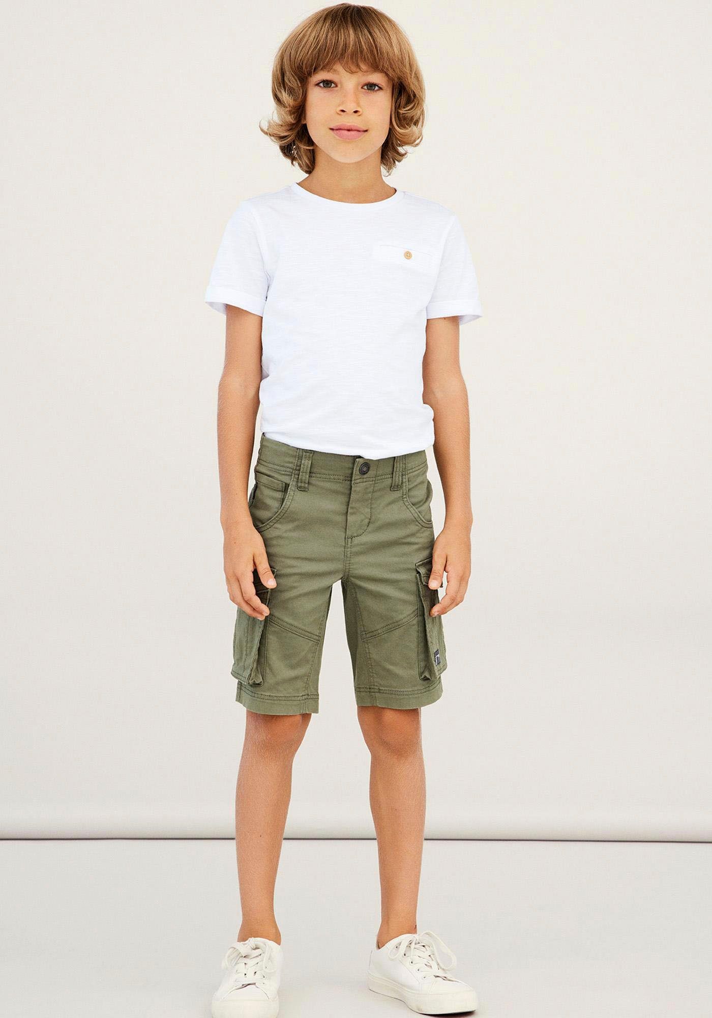 Name It Cargobermudas NKMRYAN REG TWI L SHORTS 6776-BA NOOS Baumwollmischung, Stretch, Cargotaschen