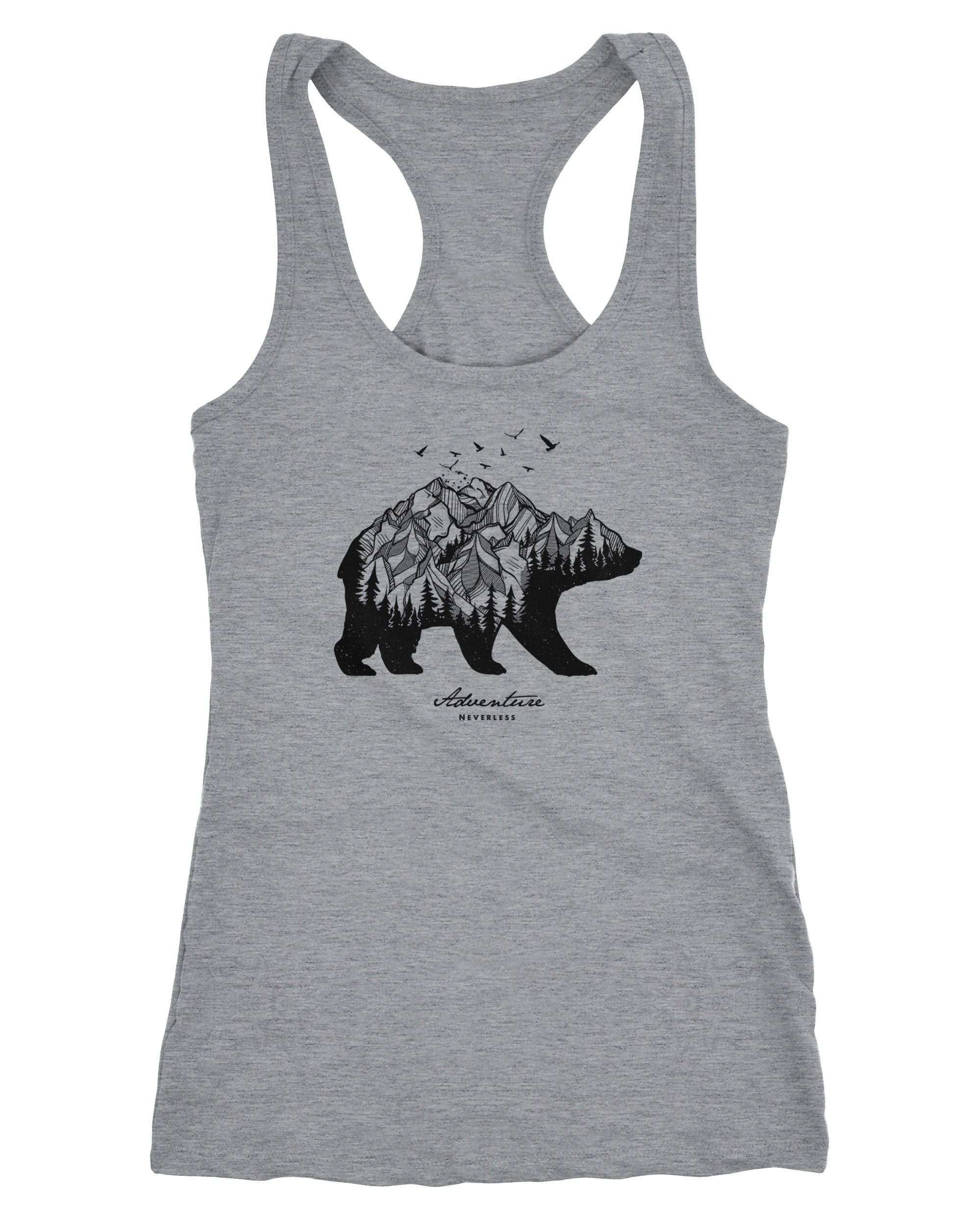 Tanktop Damen Tank-Top Bär Berge Wald Bear Mountains Adventure Racerback