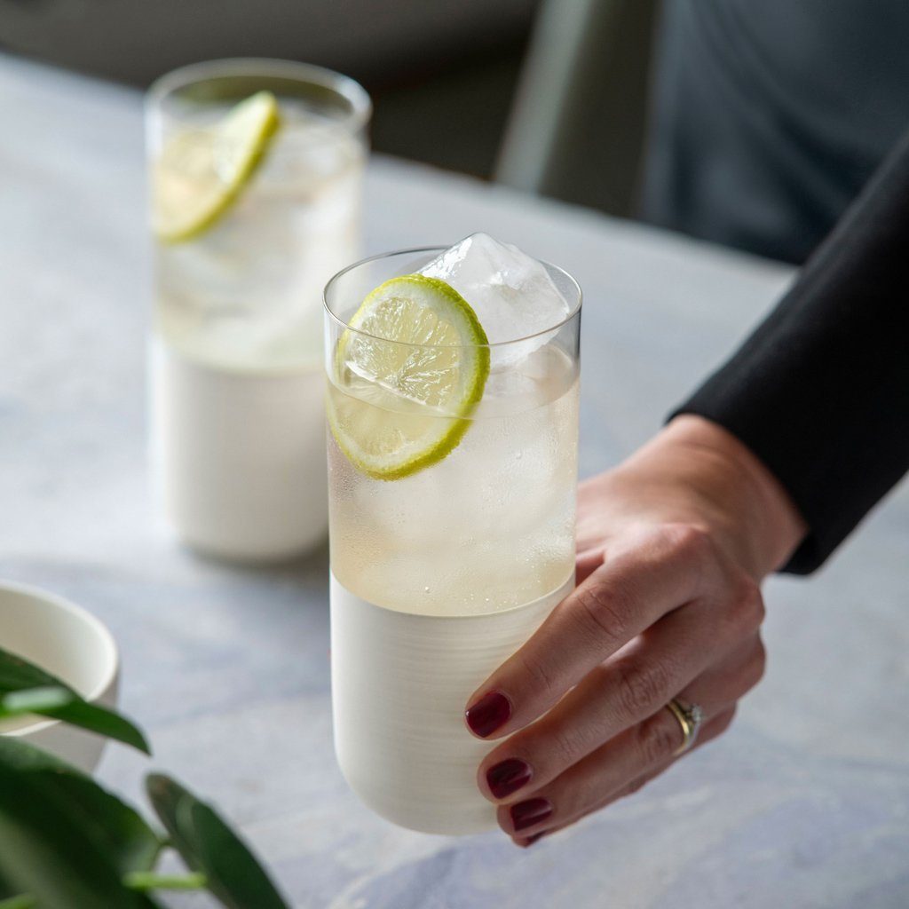 Villeroy & Boch Longdrinkglas Manufacture Rock Longdrinkbecher, 4-tlg., Glas, Kristallglas, 4 Stck, Handwäsche empfohlen