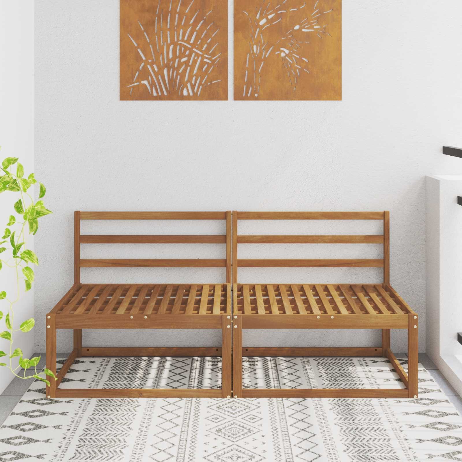 vidaXL Sofaelement 2 Stück Outdoor Mittelsofa Natur 158 x 83 x 73 cm (2 St)