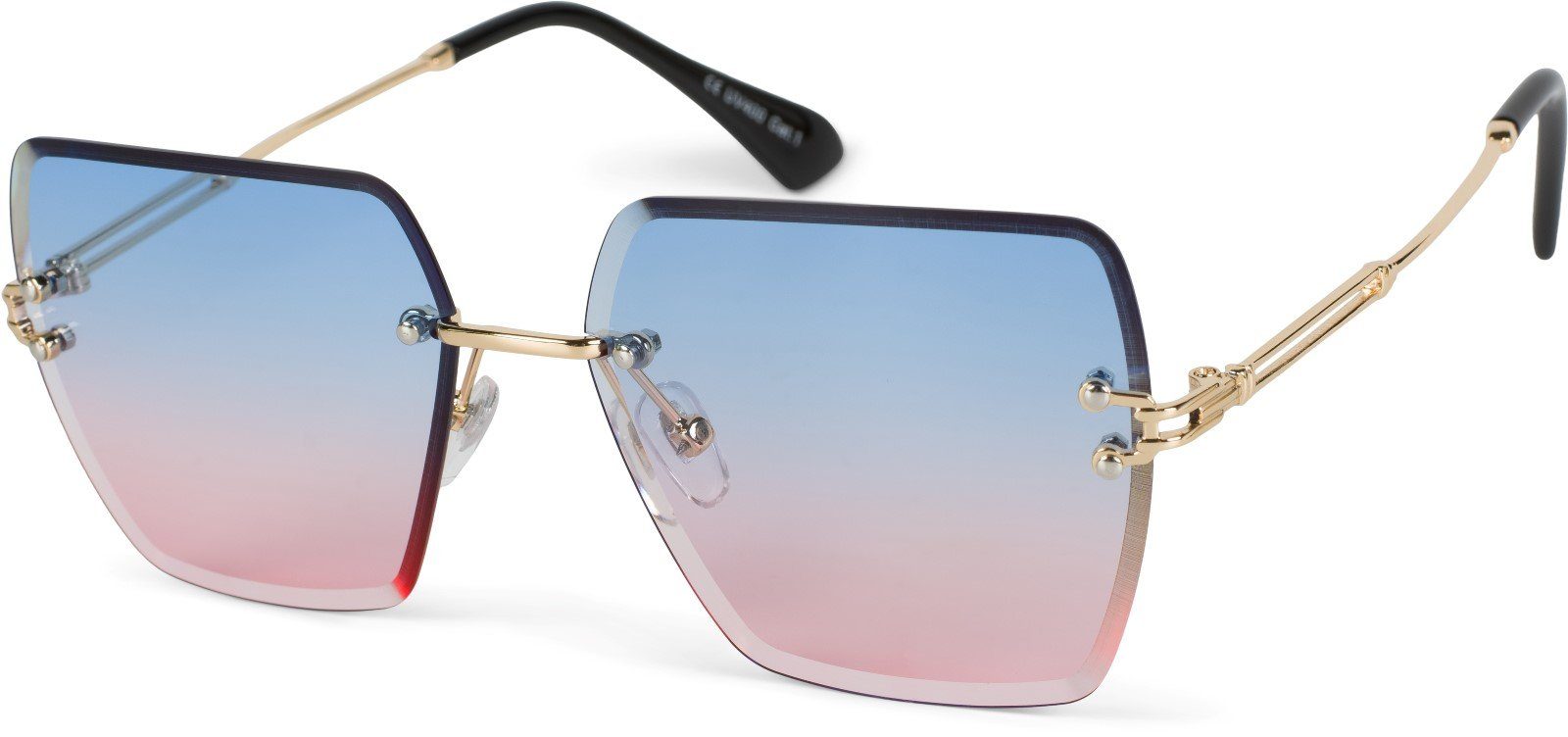 styleBREAKER Sonnenbrille (1-St) Getönt Gestell Gold / Glas Blau-Rosa Verlauf