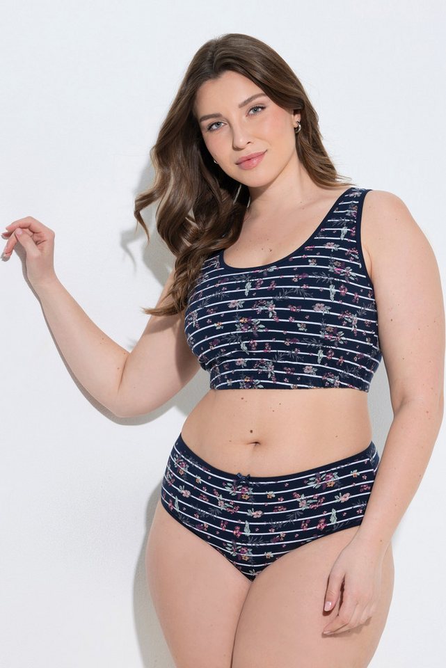 Ulla Popken Bustier Bustier Ringel/Blüten Rundhalsausschnitt