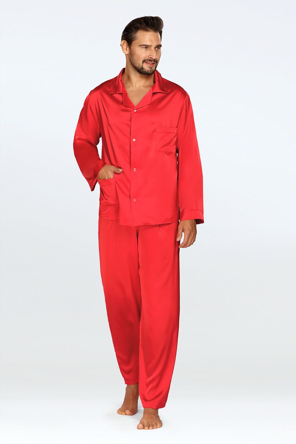 DKaren Schlafanzug Herren Satin Pyjama Schlafanzug günstig online kaufen