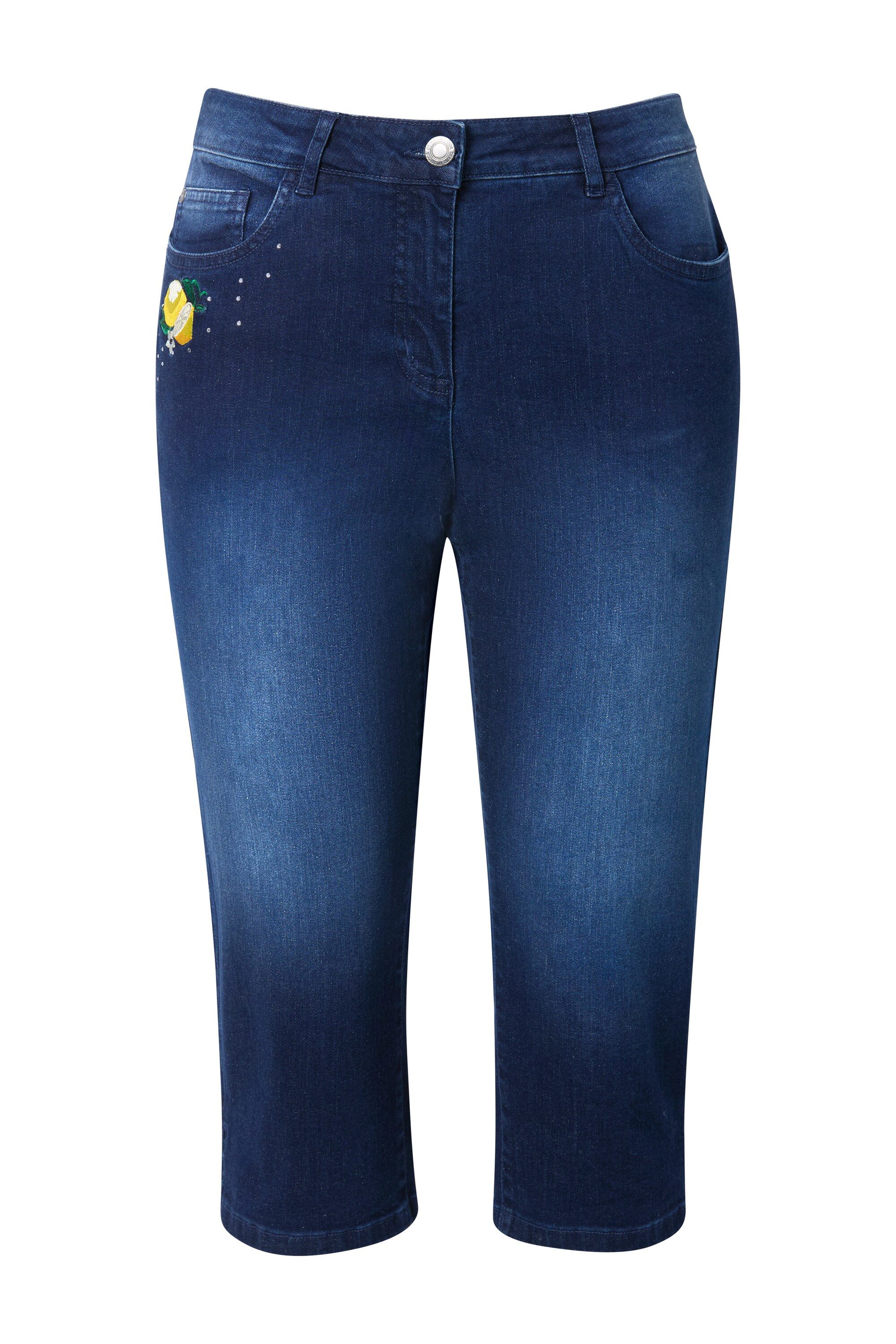 MIAMODA Regular-fit-Jeans 3/4-Caprijeans Carrie Zitronen-Stickerei günstig online kaufen