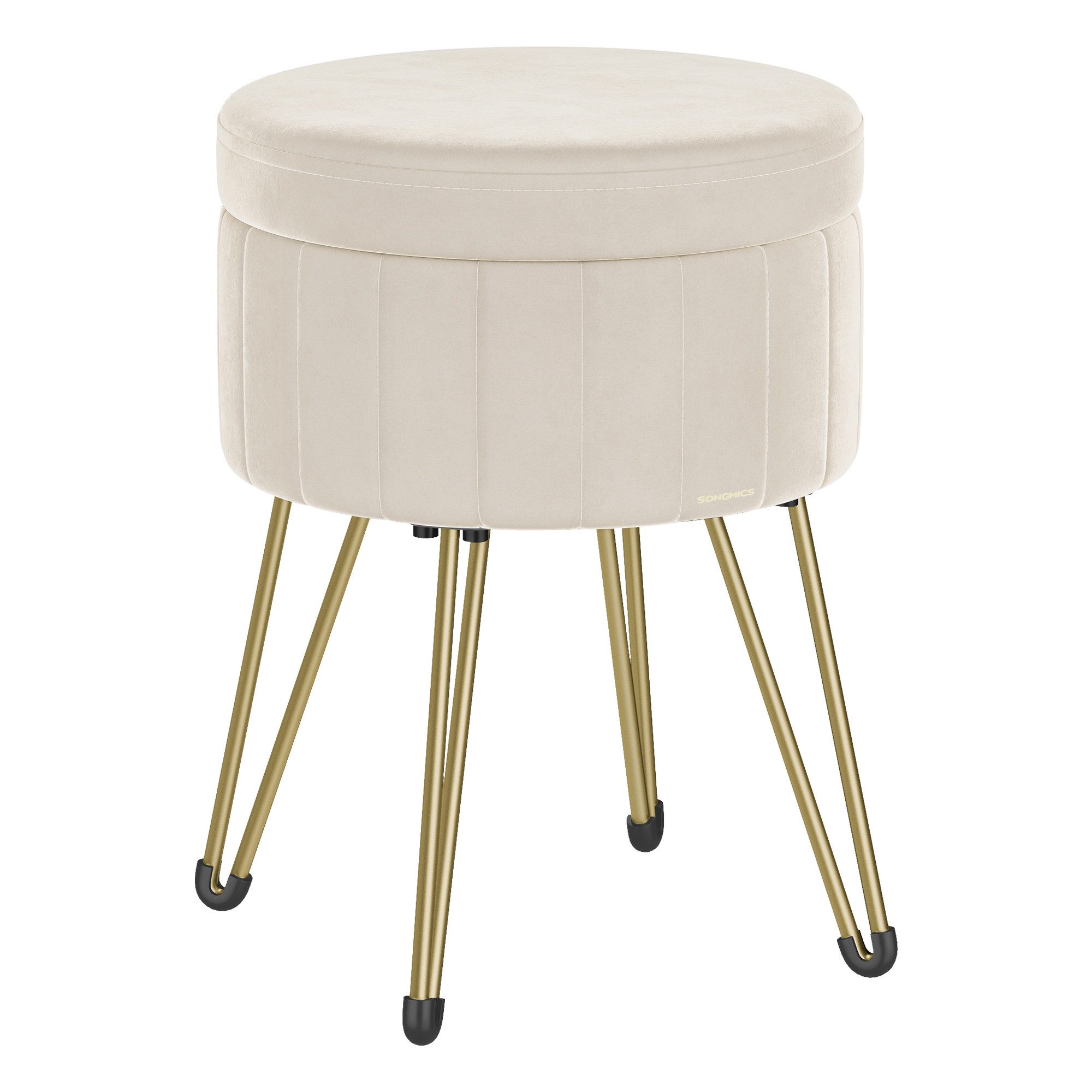 SONGMICS Sitzhocker Hocker (Schminktischhocker, Samt Schminkhocker), 4 Metallbeine, für Ankleidezimmer, Wohnzimmer, Schlafzimmer
