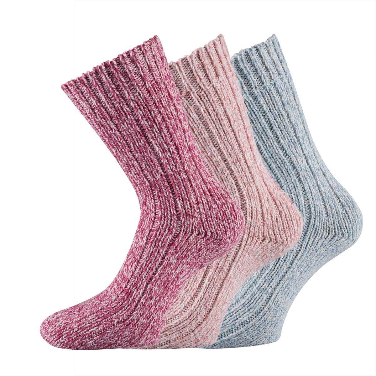 Damen schönen Pastellfarben ANTILOCH-Garantie Paar 24 TippTexx 3 Rot/Rosa/Blau Norwegersocken in Norwegersocken