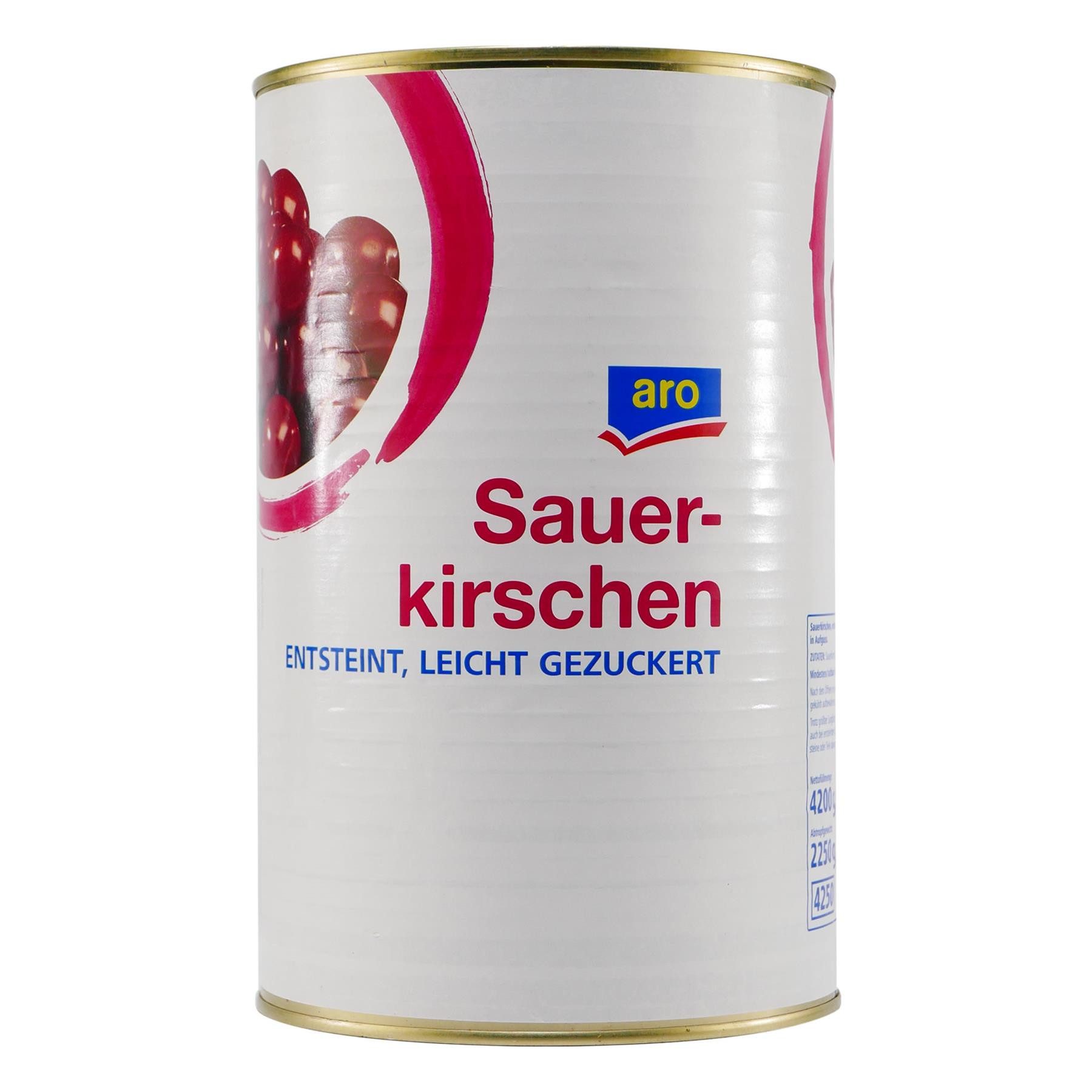 ARO Obstkonserve aro Sauerkirschen 4,2KG, 1 x 4200 g, 1 St. (Großgebinde), entsteint / leicht gezuckert