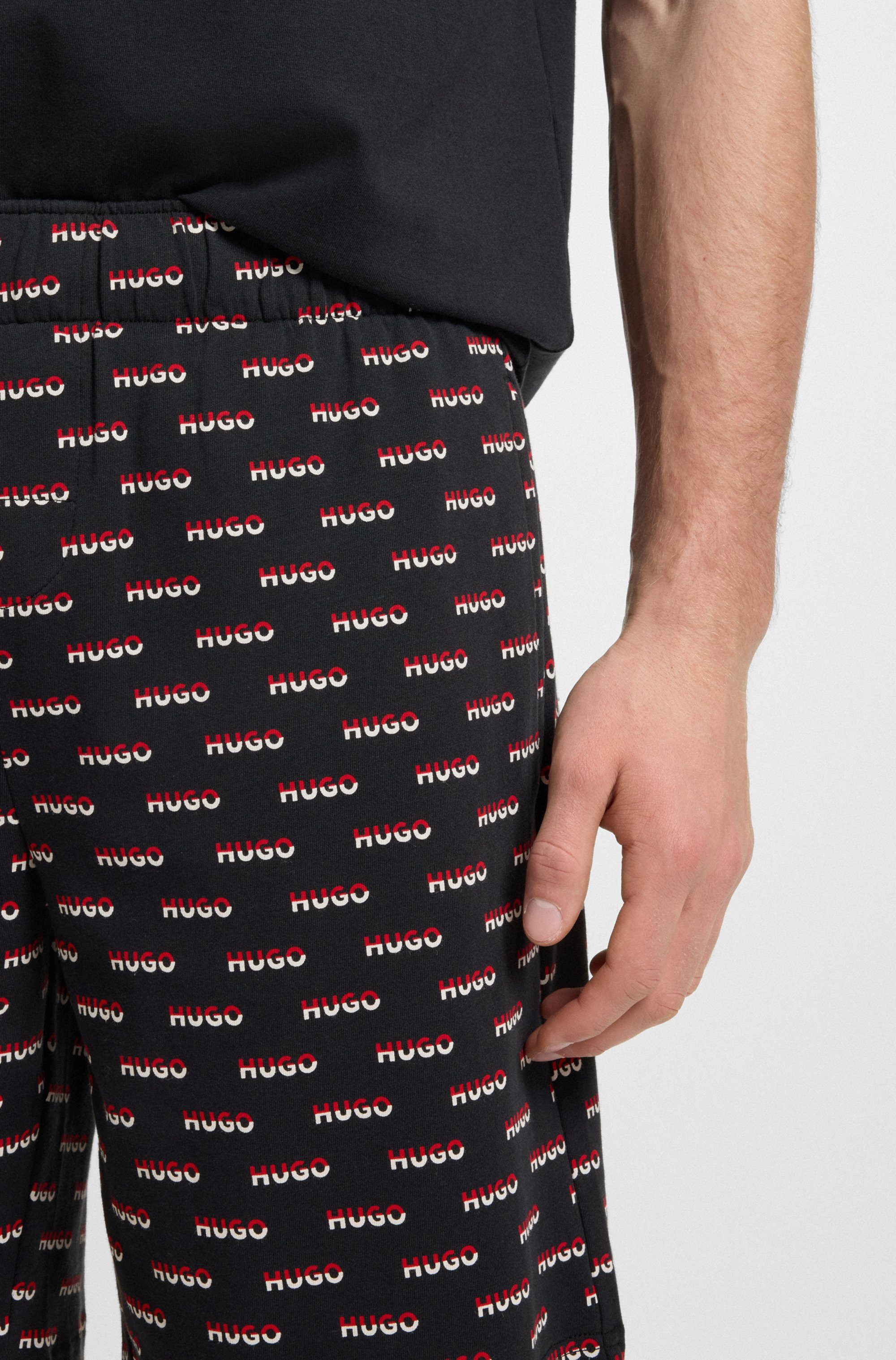HUGO Pyjamashorts SPLIT LOGO zweifarbige Logo's allover, elasticher Bund günstig online kaufen