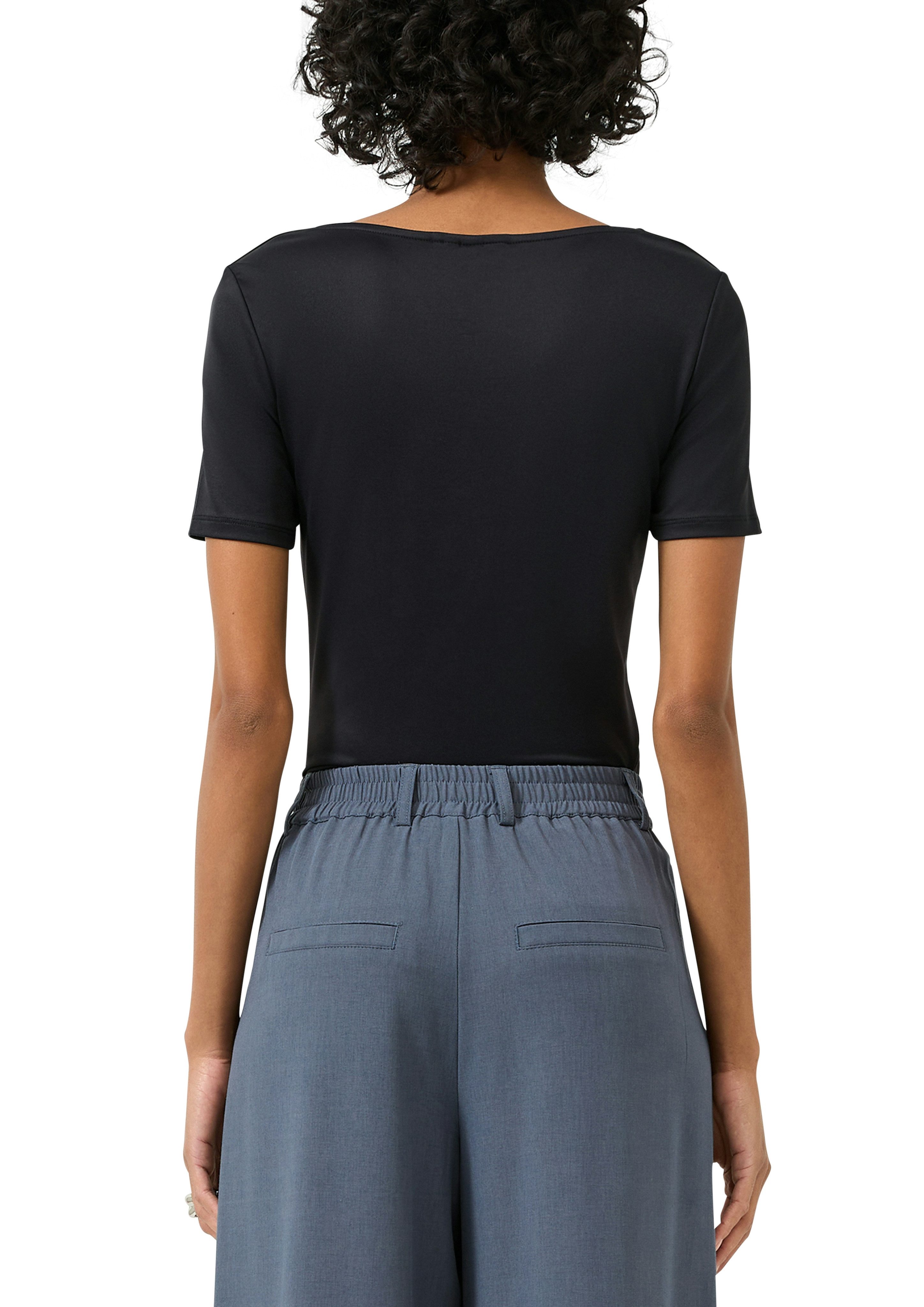 QS Kurzarmshirt mit tiefem Rundhals günstig online kaufen