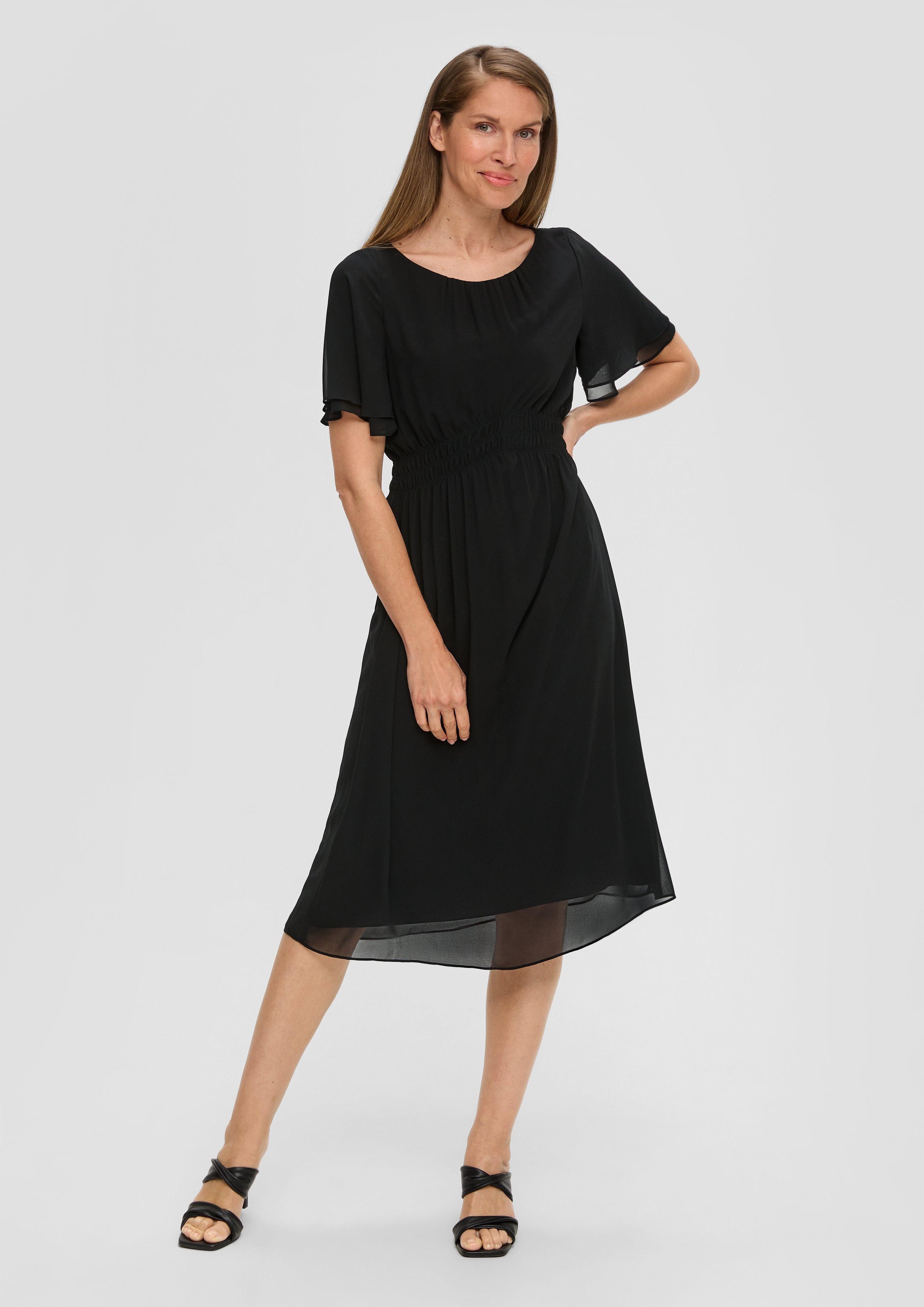 s.Oliver BLACK LABEL Minikleid Chiffon-Kleid mit elastischem Bund Raffung