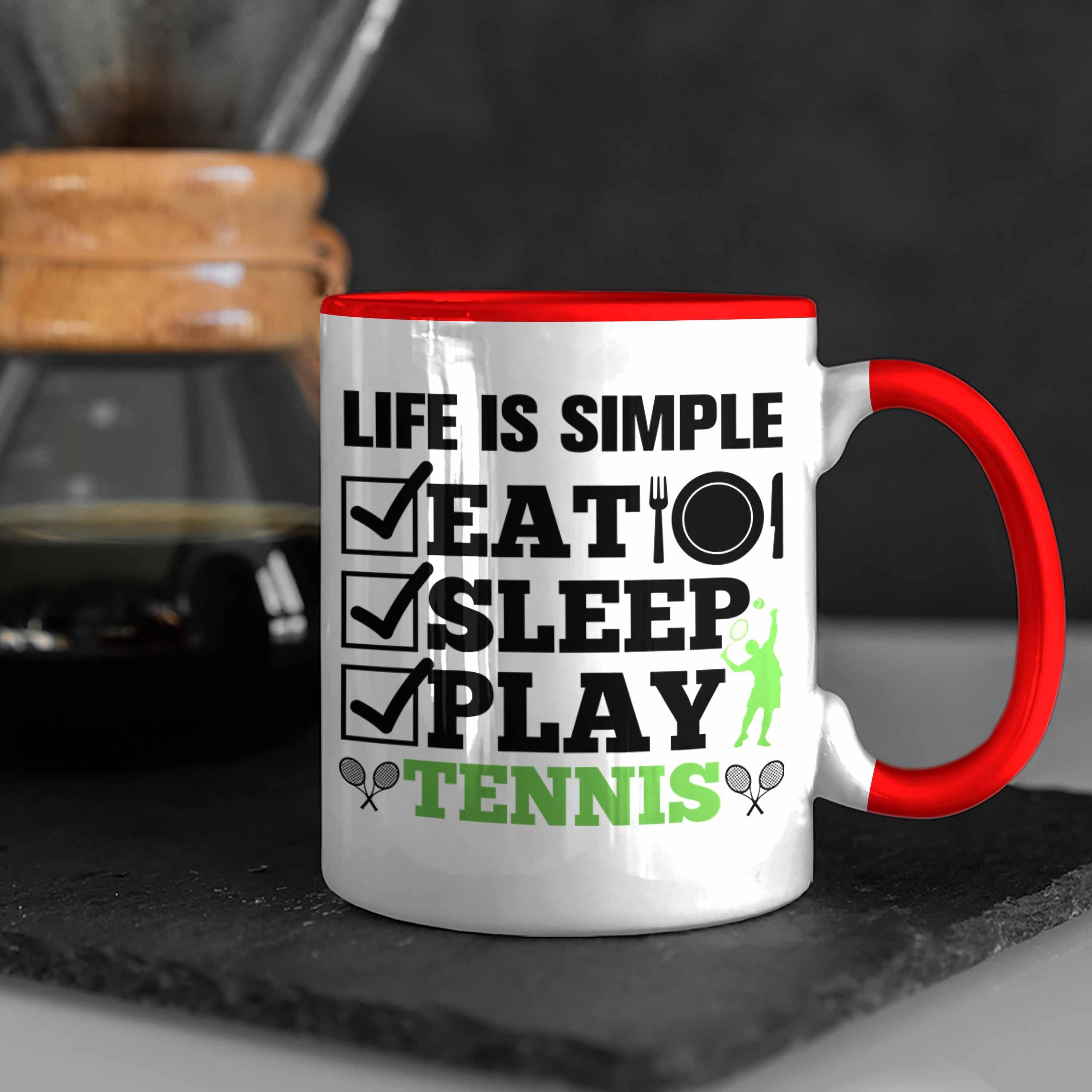 Trendation Tasse Männer Sleep Tennis für - Trendation Tennisspieler Tasse Eat Tennis für Frauen mit Geschenk Spruch Rot