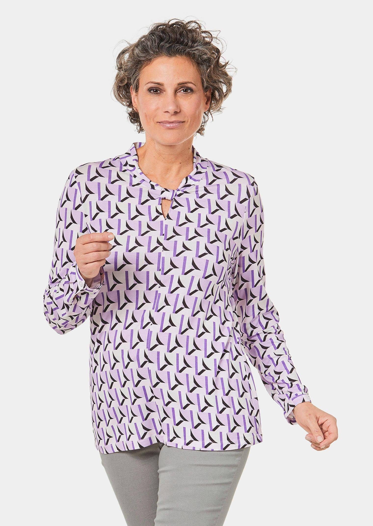Print-Shirt Schönes Druckshirt mit außergewöhnlichem Ausschnitt