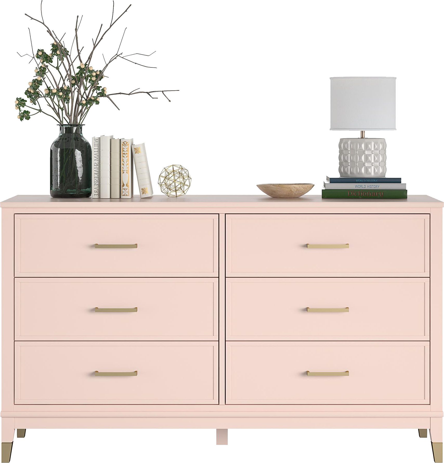 CosmoLiving by Cosmopolitan Kommode Westerleigh, mit 6 Schubladen, MDF, Beine aus Massivholz, Höhe 85 cm, Breite 145 cm