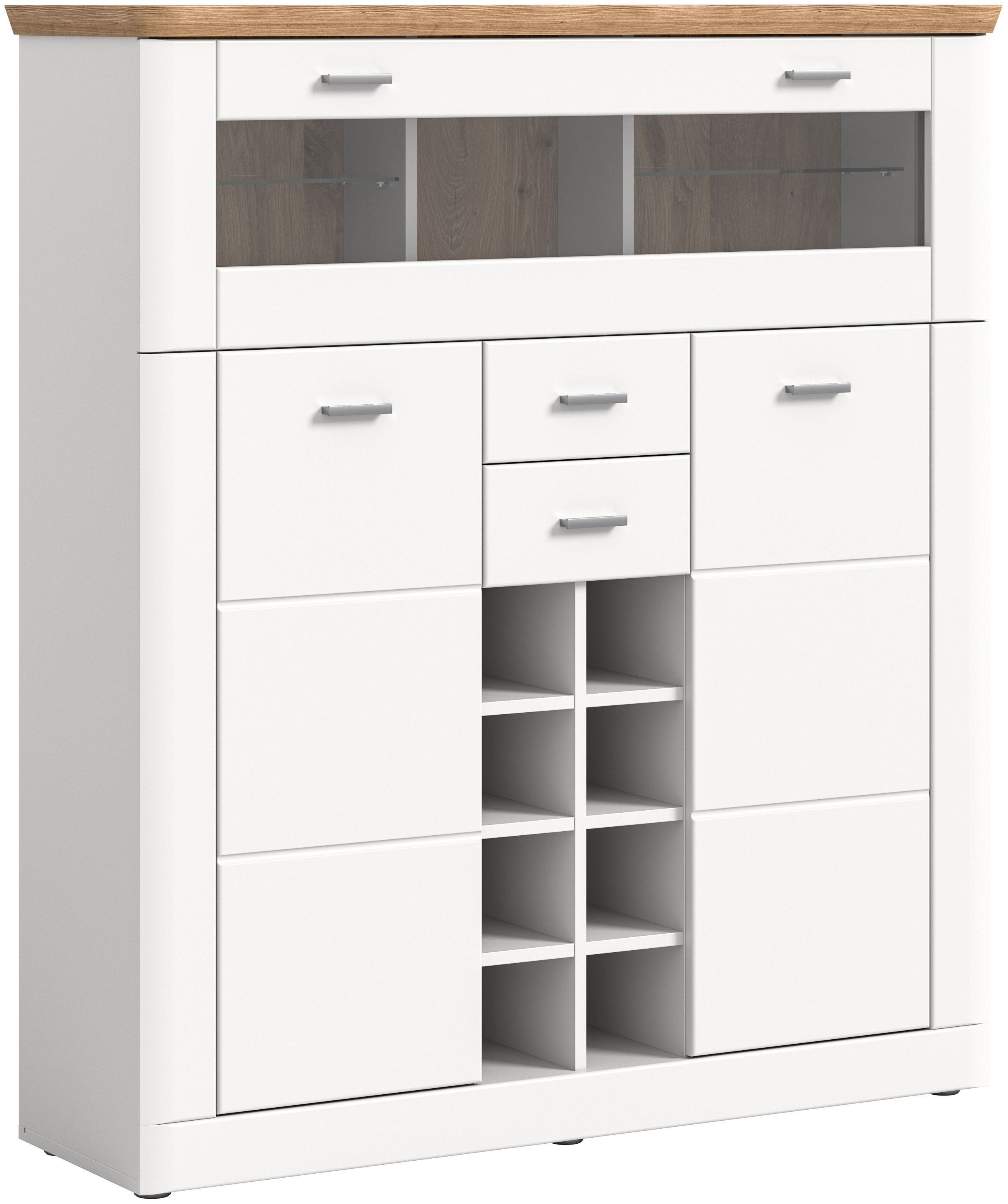 xonox.home Barschrank in weiß matt 124 x 140 x 37 cm
