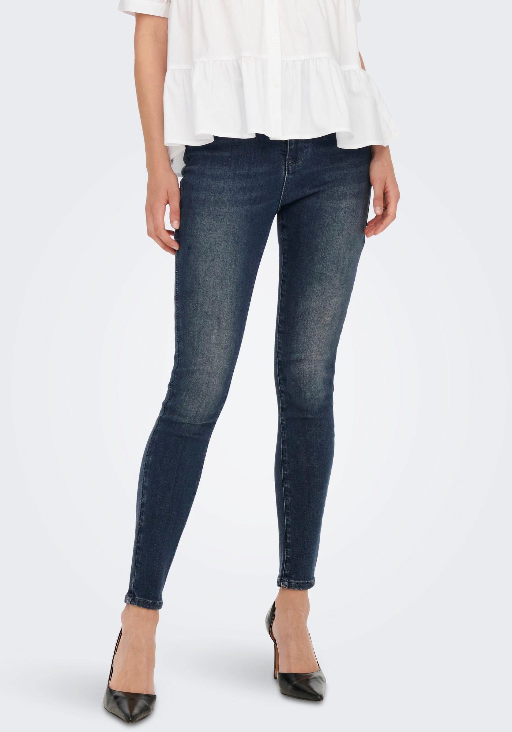 ONLY High-waist-Jeans ONLMILA HW SK ANK DNM BJ407 Blau-2 | Stretchjeans