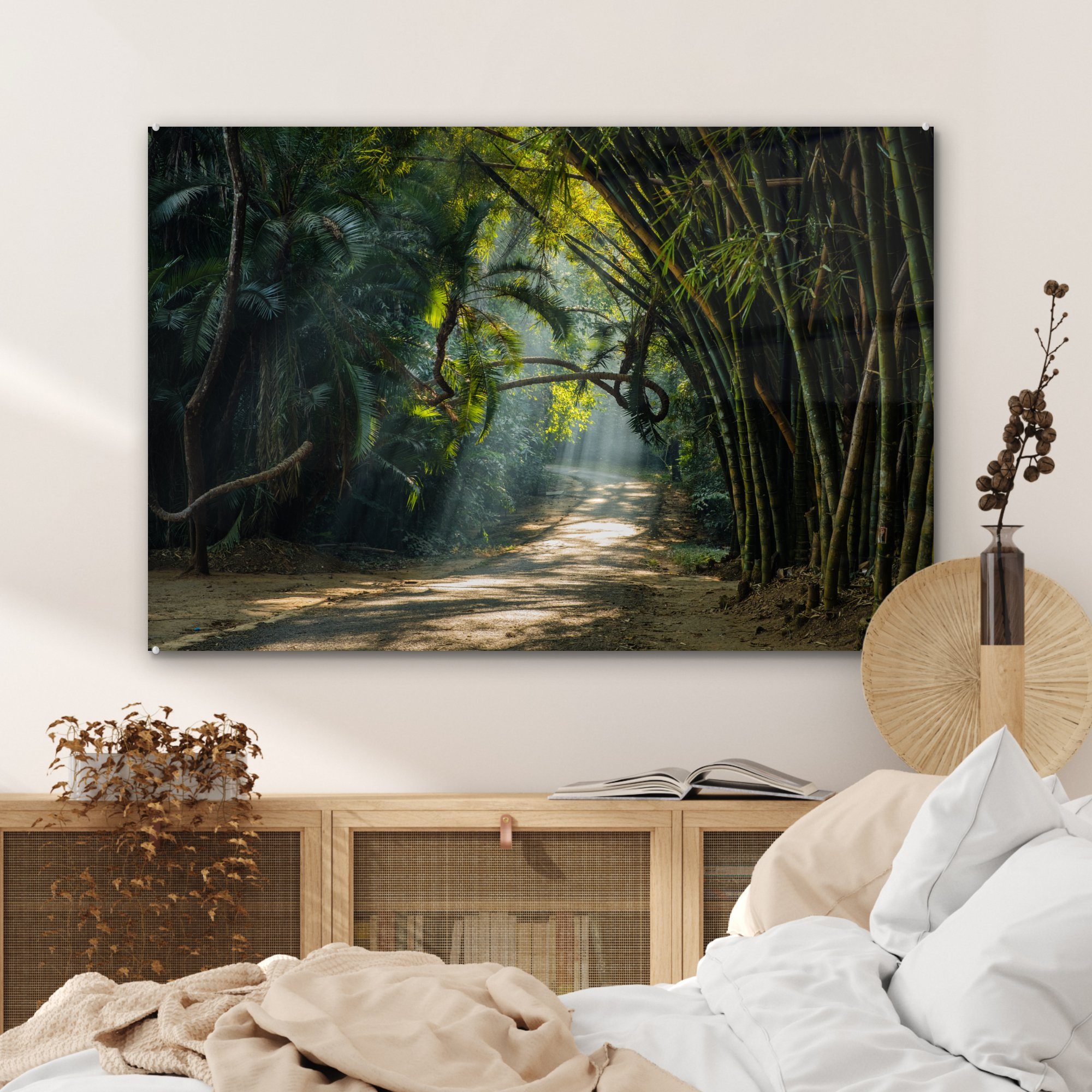 Acrylglasbild (1 - Straße Bambus, - Wohnzimmer MuchoWow Wald Schlafzimmer St), Acrylglasbilder &