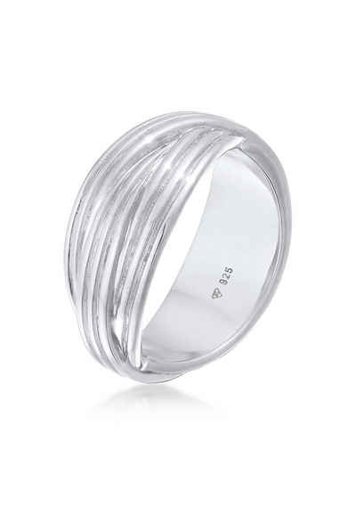 Elli Premium Fingerring Wickelring Gerillt Modern 925 Silber