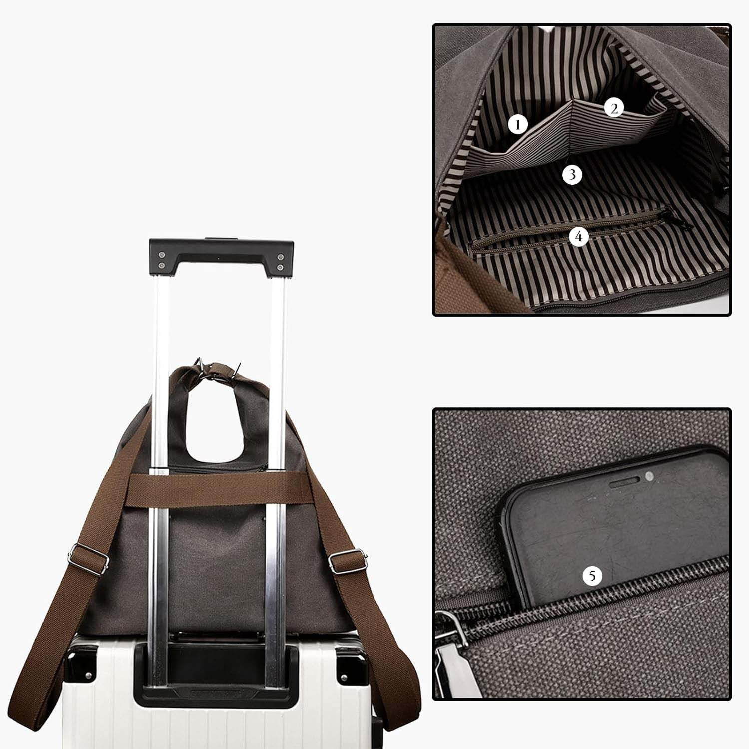 nsihing Rucksack Damen Rucksack Große Kapazität Schultasche Casual Handtasche Vintage – Bild 4 von 5