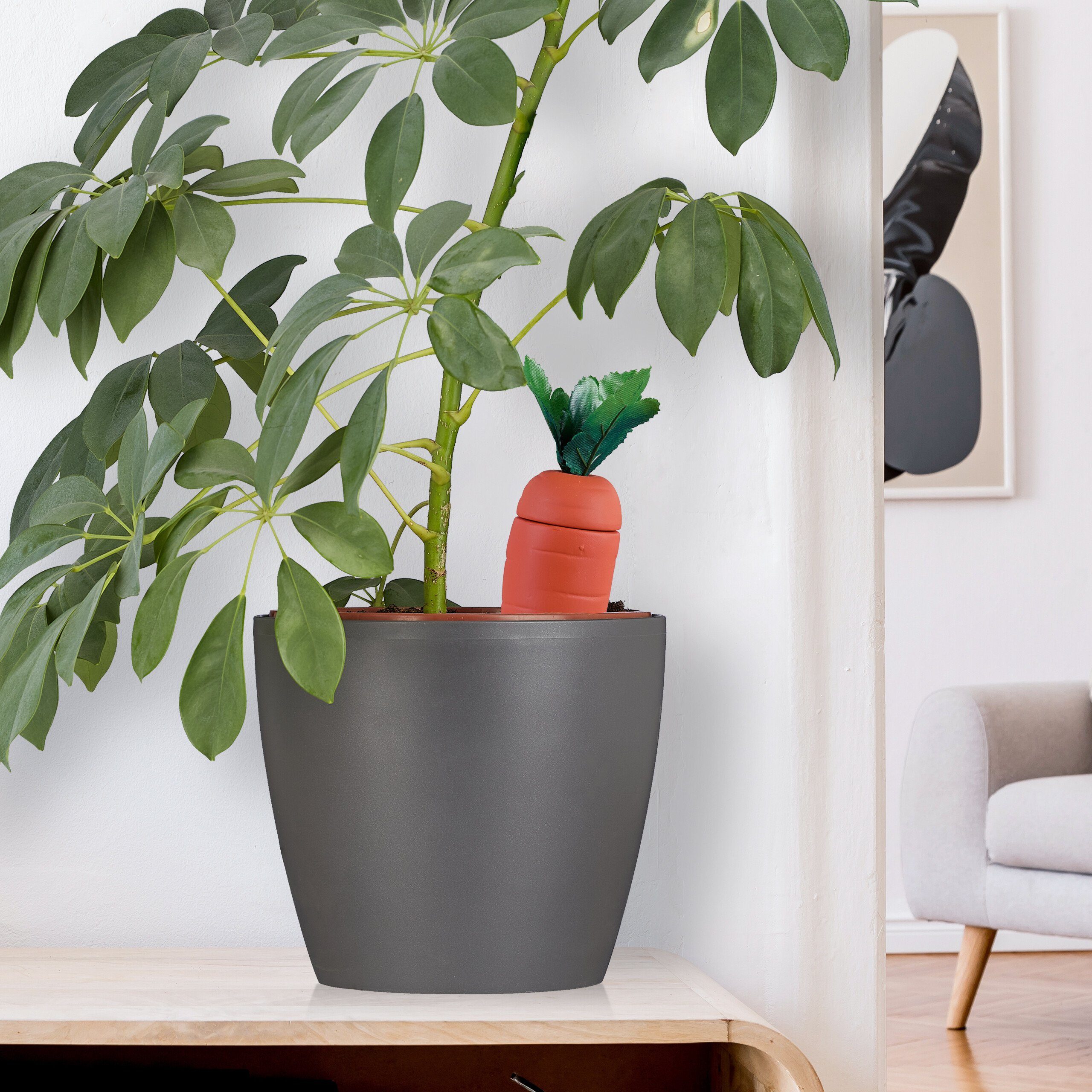 relaxdays Bewässerungssystem Tonkegel Karotte im 4er Set