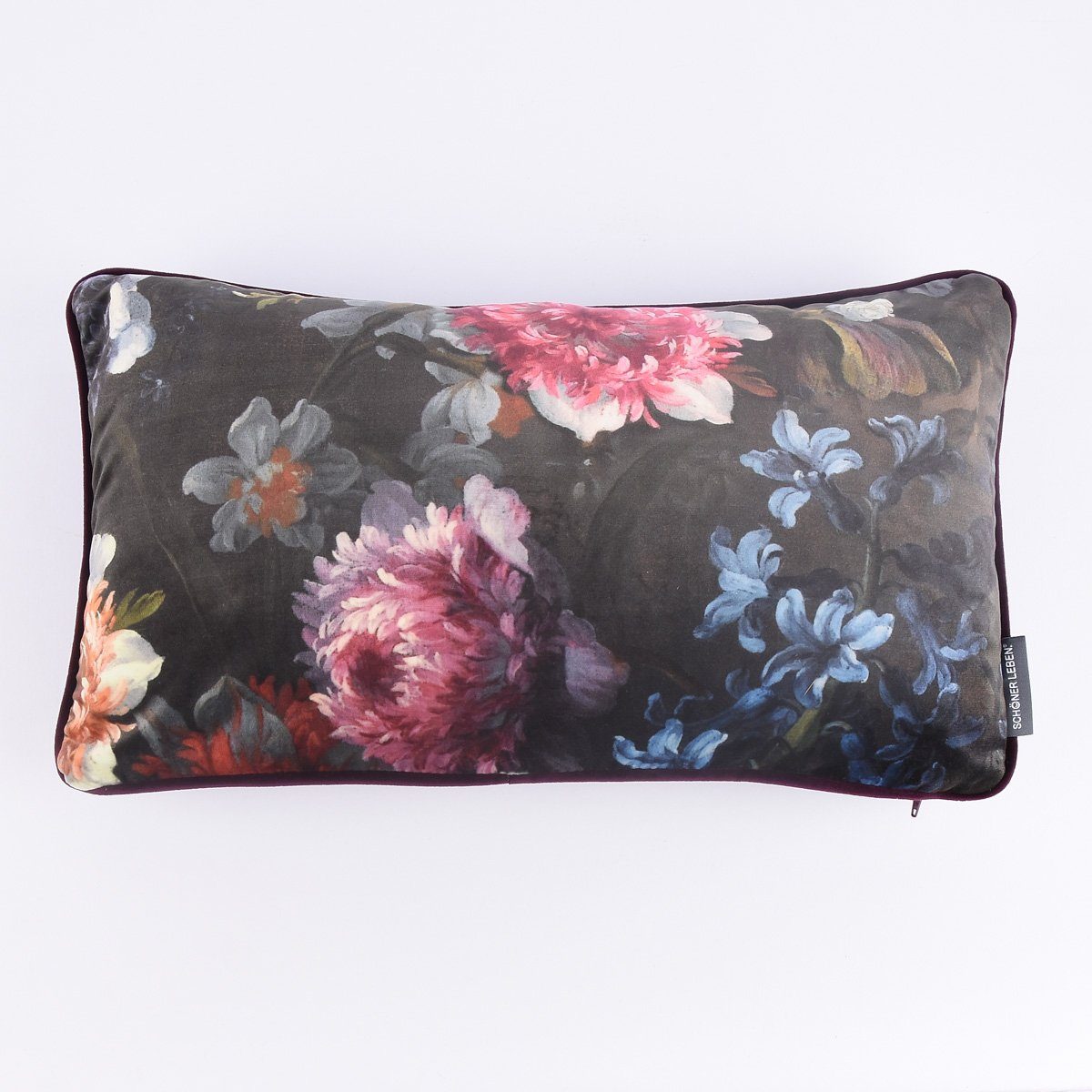 SCHÖNER LEBEN. Dekokissen SCHÖNER LEBEN. Blumen bunt beere Samt 30x50cm