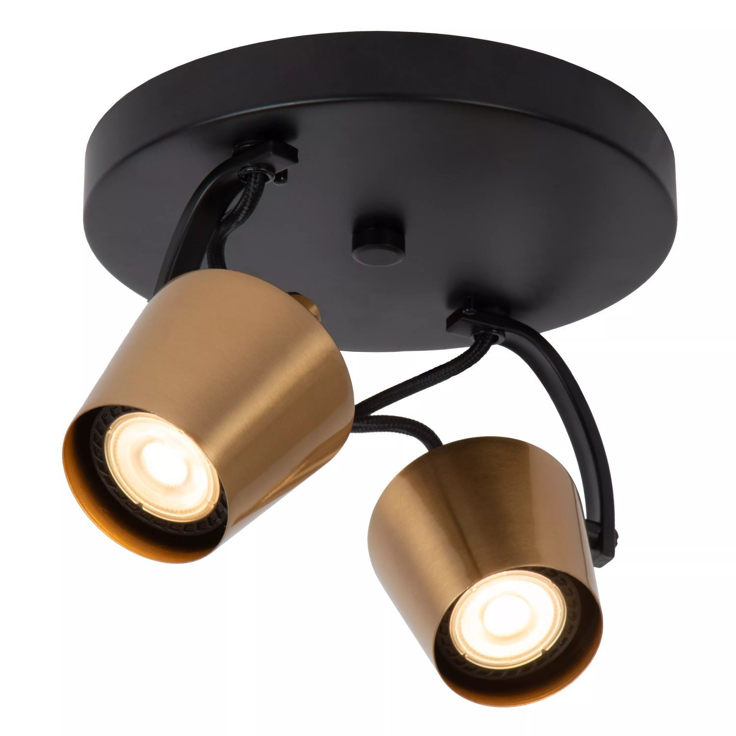 Licht-Erlebnisse Deckenstrahler JISO, ohne Leuchtmittel, Metall GU10 20 cm breit verstellbar in Schwarz Gold 2-flammig Modern
