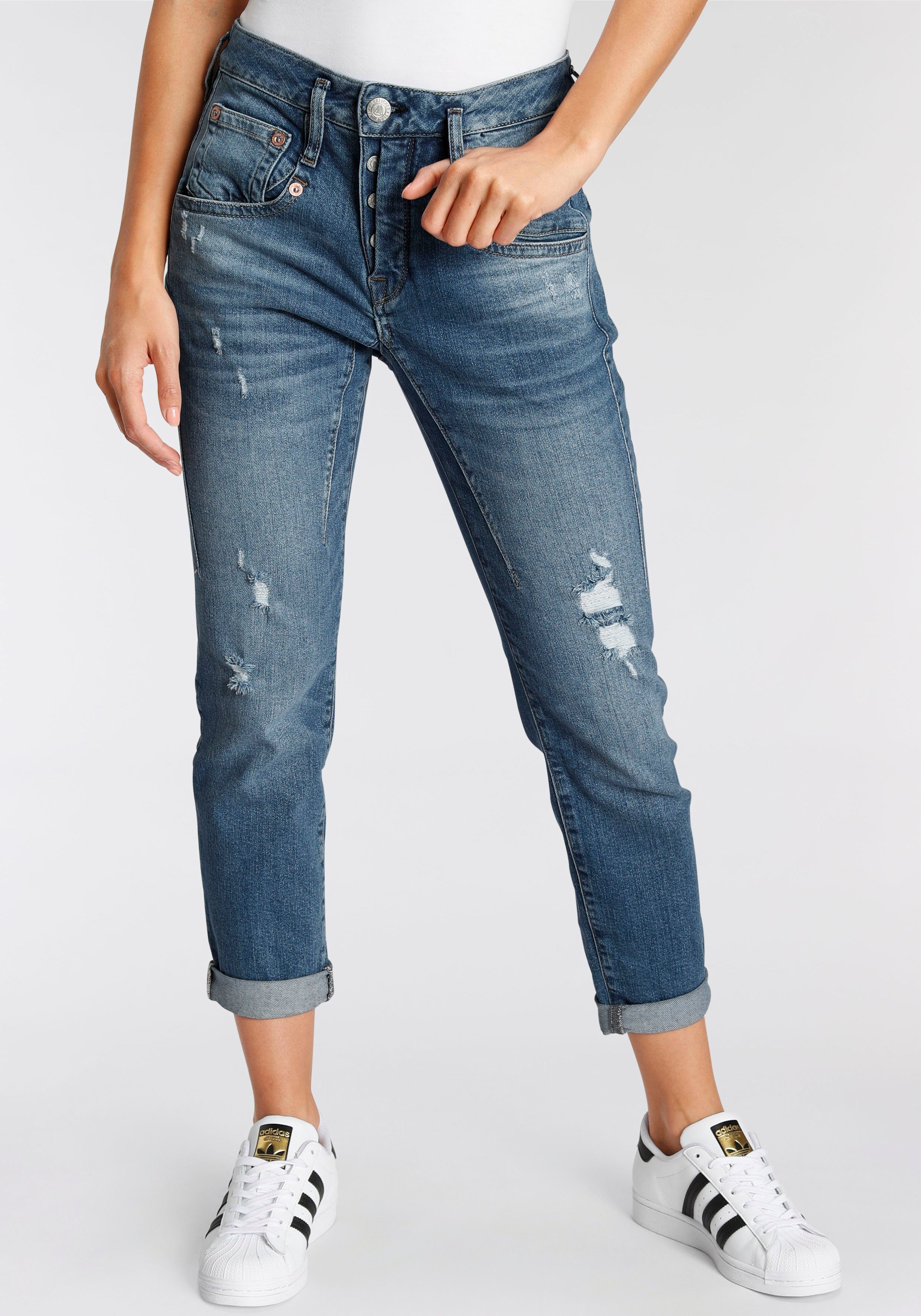 Herrlicher Boyfriend-Jeans »SHYRA CROPPED RECYCLED DENIM« mit Destroyed  Effekten online kaufen | OTTO