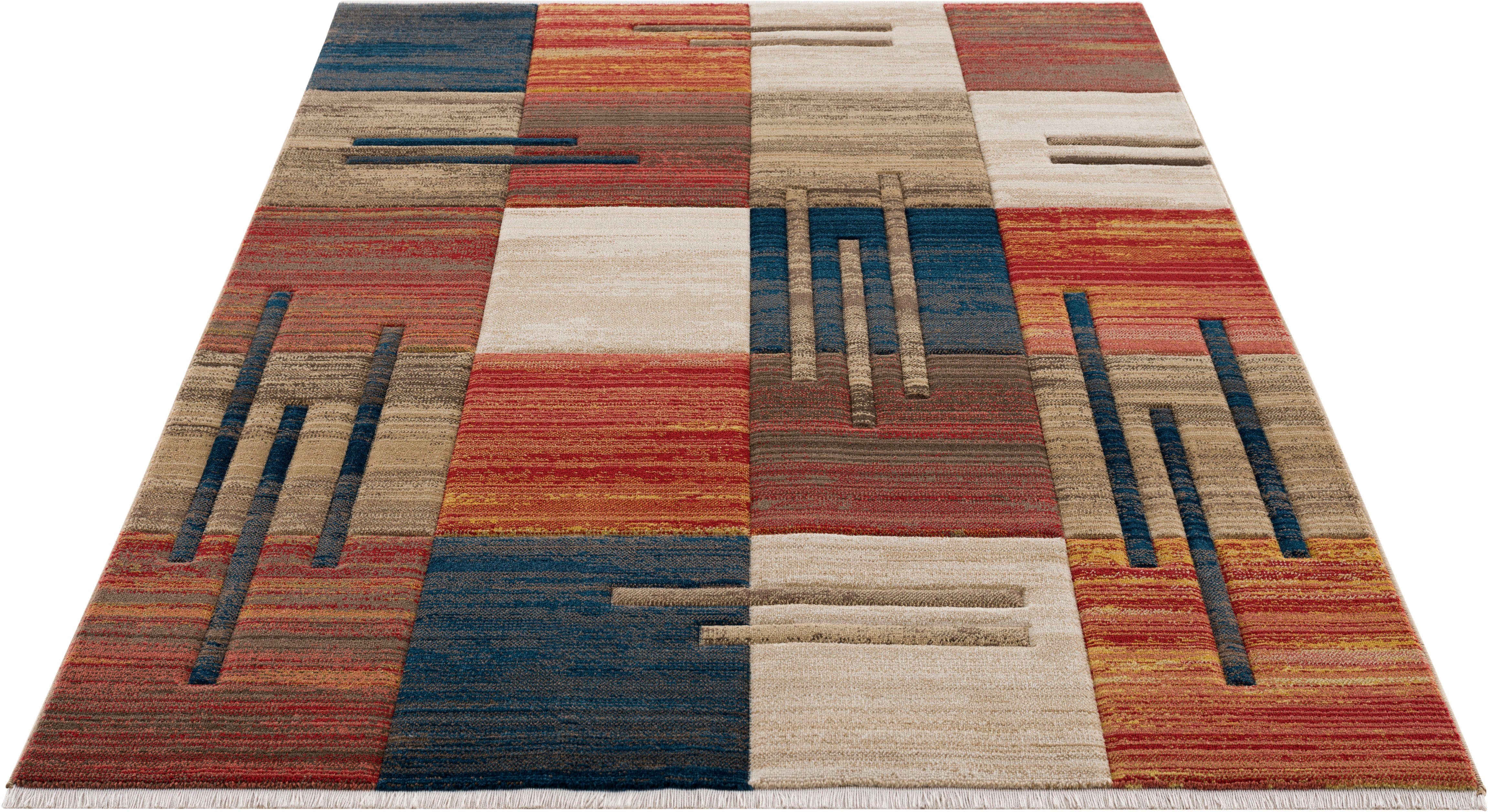 Teppich »Beliz«, my home, rechteckig, Höhe 9 mm, mit Konturenschnitt,  Kurzflor, Karo Muster, 3D-Design, Wohnzimmer, Esszimmer, Schlafzimmer  online kaufen | OTTO